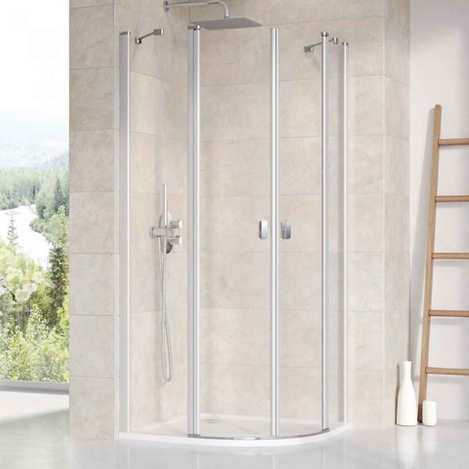 Sprchový kout čtvrtkruh 90x90x195 cm Ravak Chrome chrom matný 3Q170U00Z1