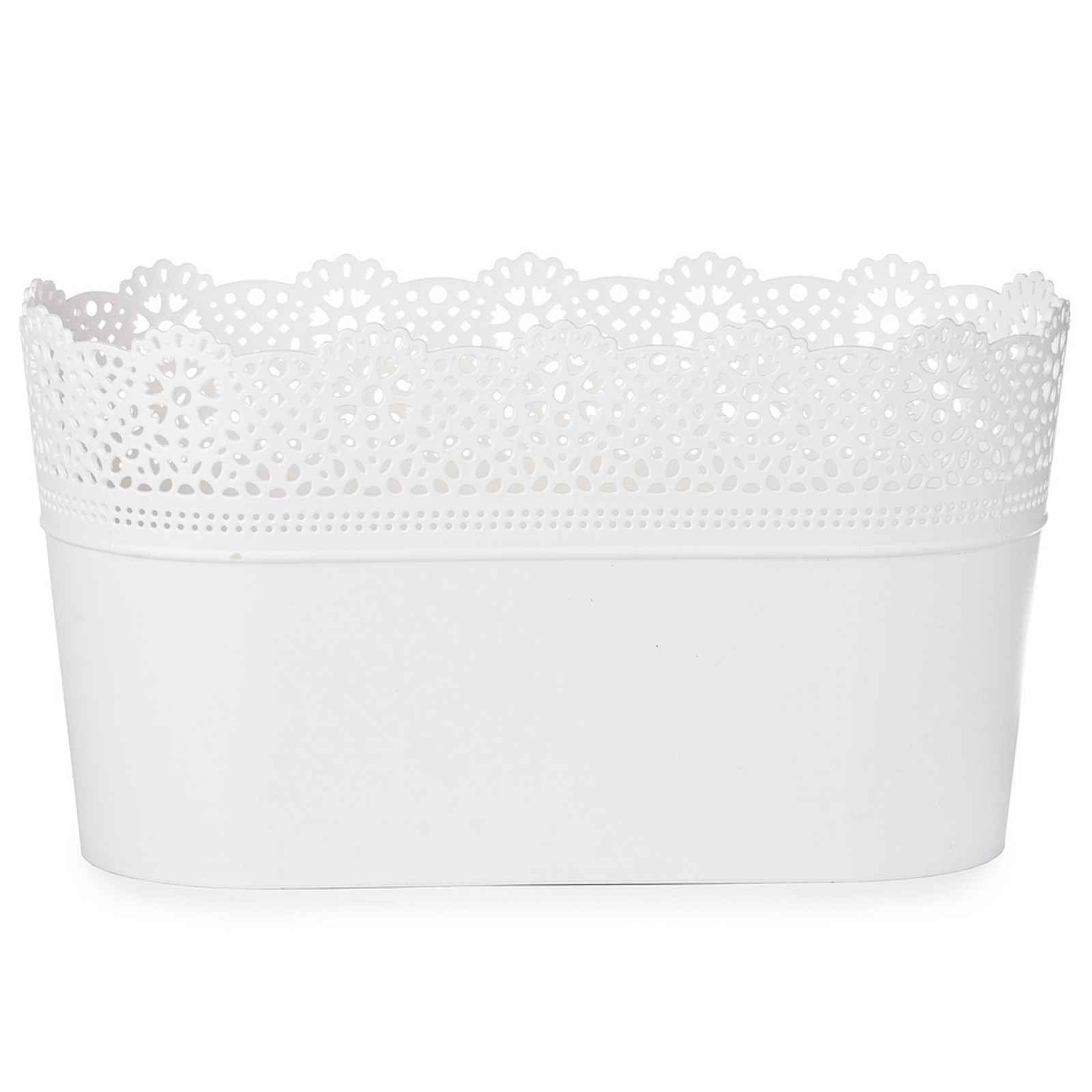 PROSPERPLAST LACE truhlík s krajkou 28,5 x 13,5 cm, bílá DLAC285