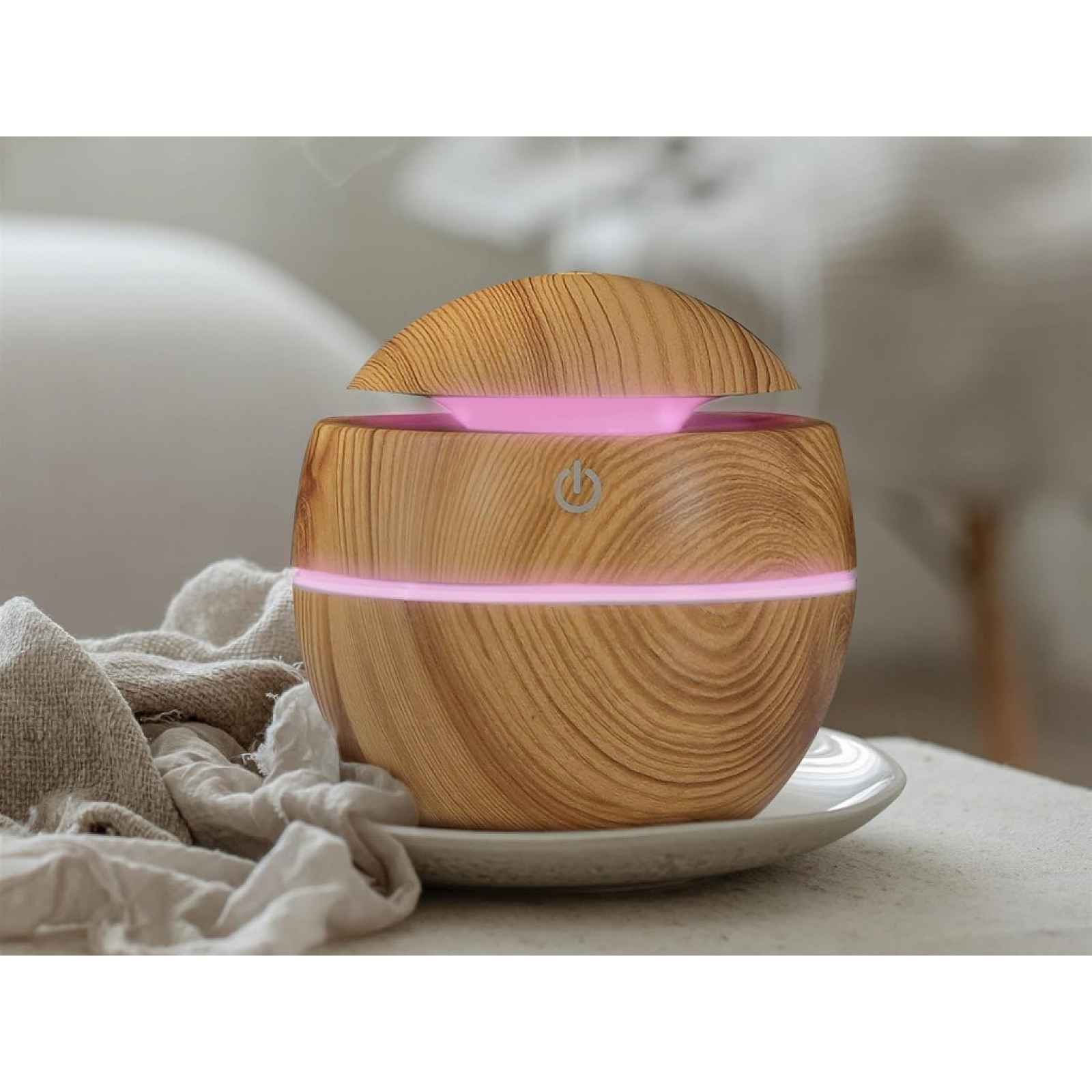 Mini zvlhčovač vzduchu s aroma terapií 130 ml, LED