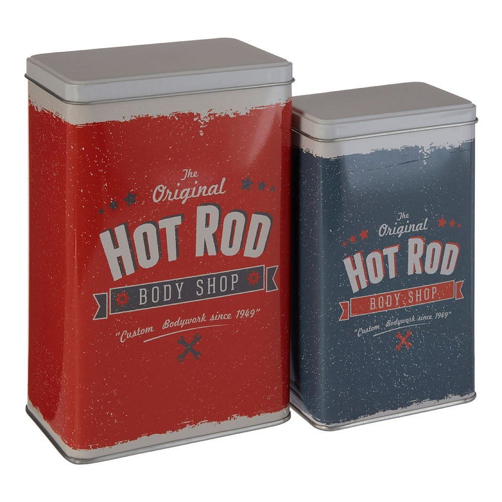 Sada 2 cínových úložných boxů Premier Housewares Barber Hot Rod