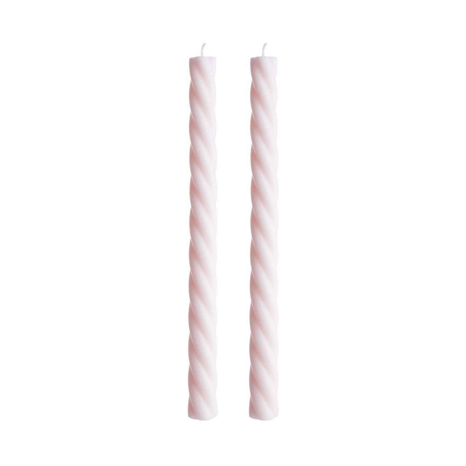 Butlers TWISTED Sada svíček 2 ks 24 cm - sv.růžová