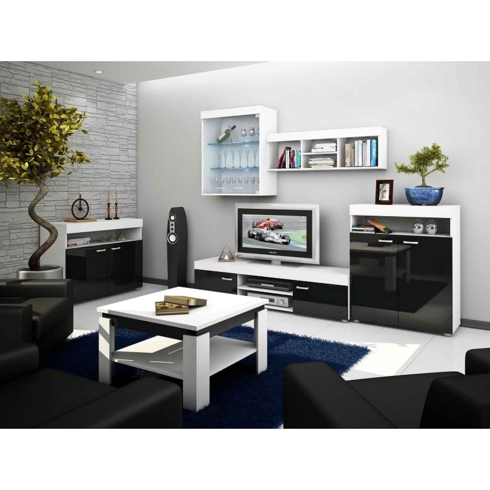 Obývací stěna MAXX, barva černá/bílá