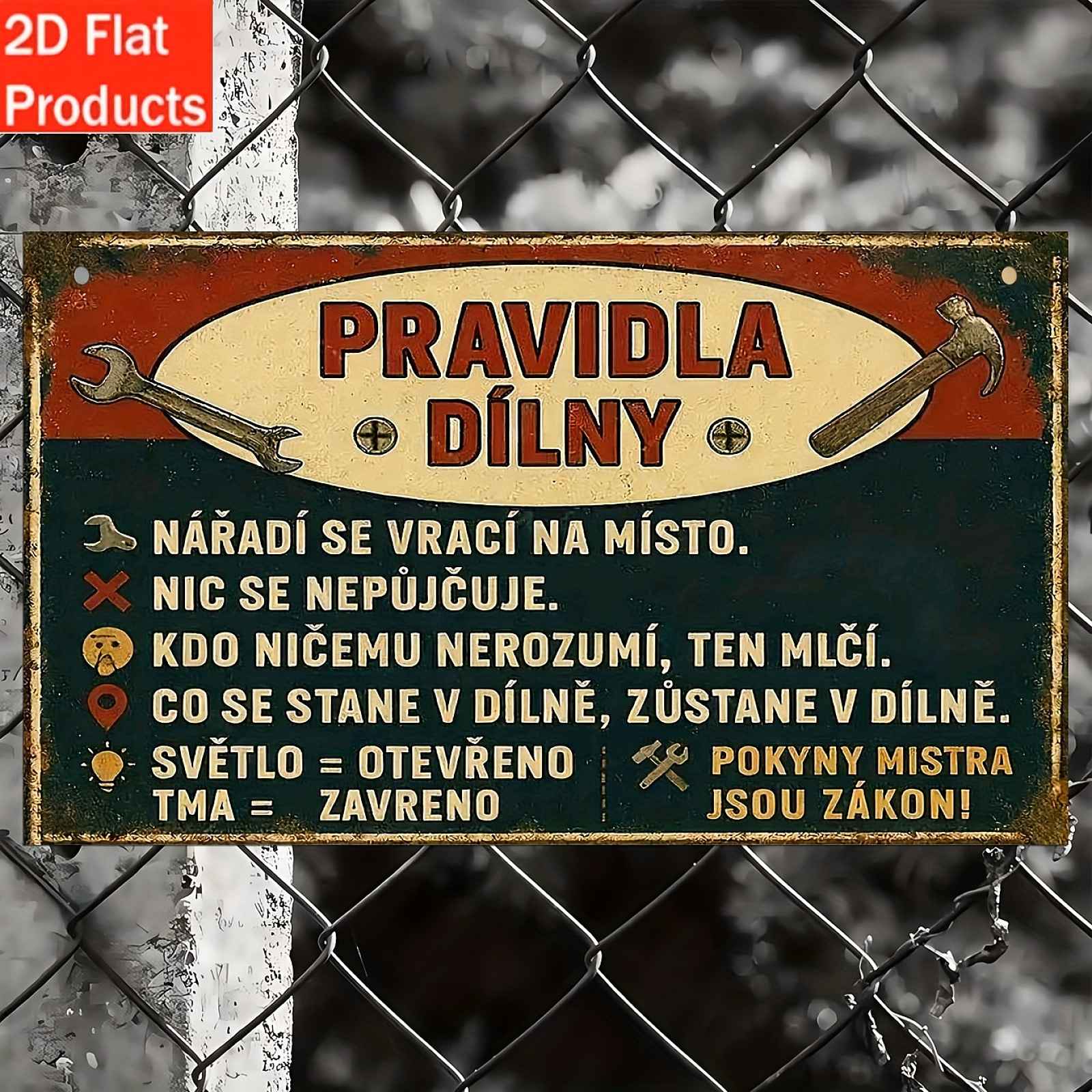 TEMU 2D plochá, 2D plochá dekorativní plaketa a ornament, 1 ks dřevěná vintage česká nástěnná dekorace se sloganem - Vintage cedule s humorným