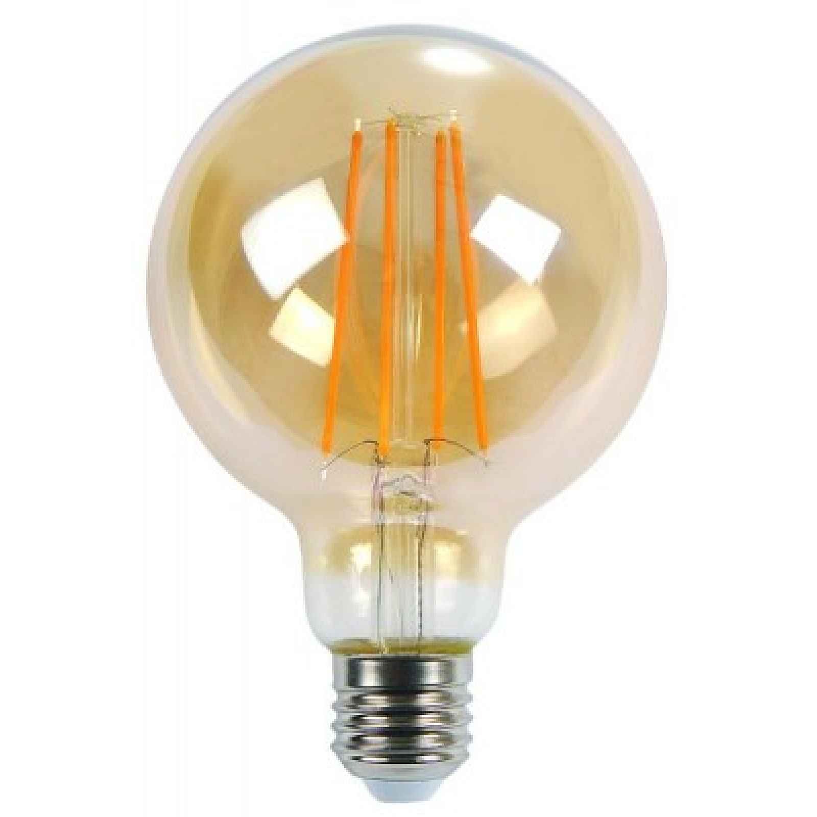 Žárovka LED E27 6W G125, FILAMENT AMBER