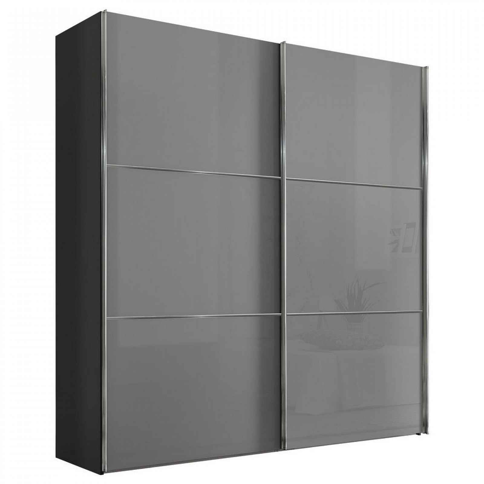 Moderano SCHWEBETÜRENSCHRANK Glasfront, světle šedá, tmavě šedá, 188/222/68 cm - Šatní skříně - 000531006069