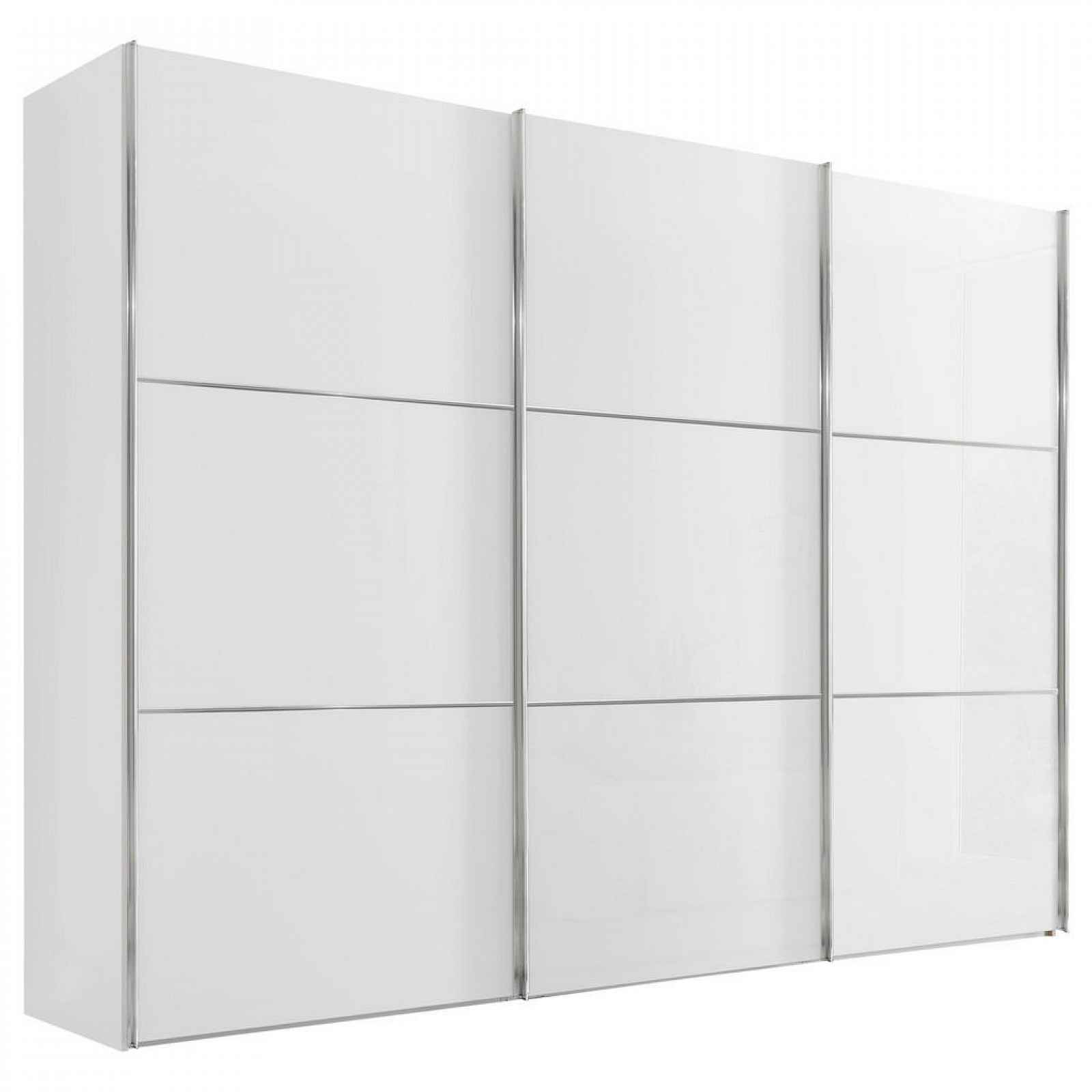 Moderano SCHWEBETÜRENSCHRANK Glasfront, bílá, 249/222/68 cm - Šatní skříně - 000531006076