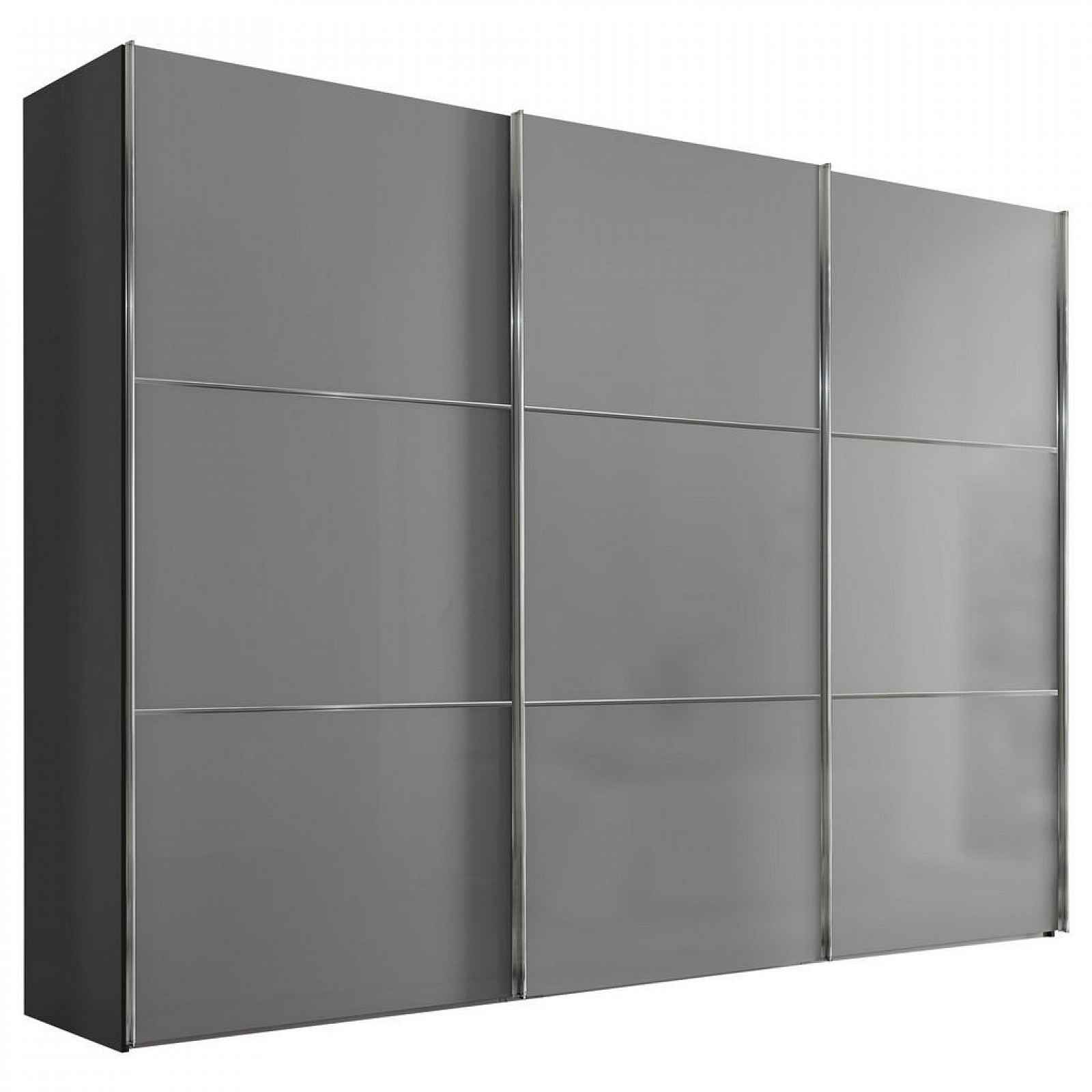 Moderano SCHWEBETÜRENSCHRANK Glasfront, světle šedá, tmavě šedá, 249/222/68 cm - Šatní skříně - 000531006079