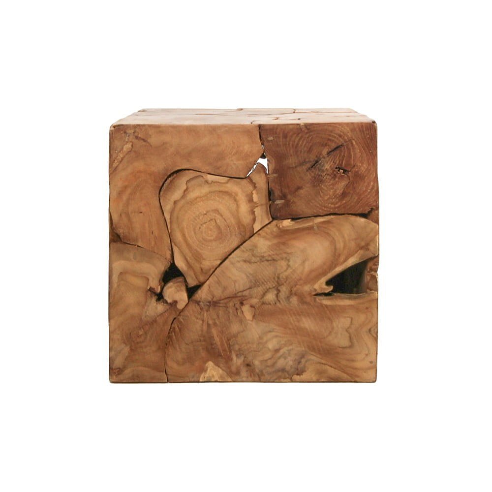 Příruční stolek z teakového dřeva HSM collection Cube, 40 x 40 cm