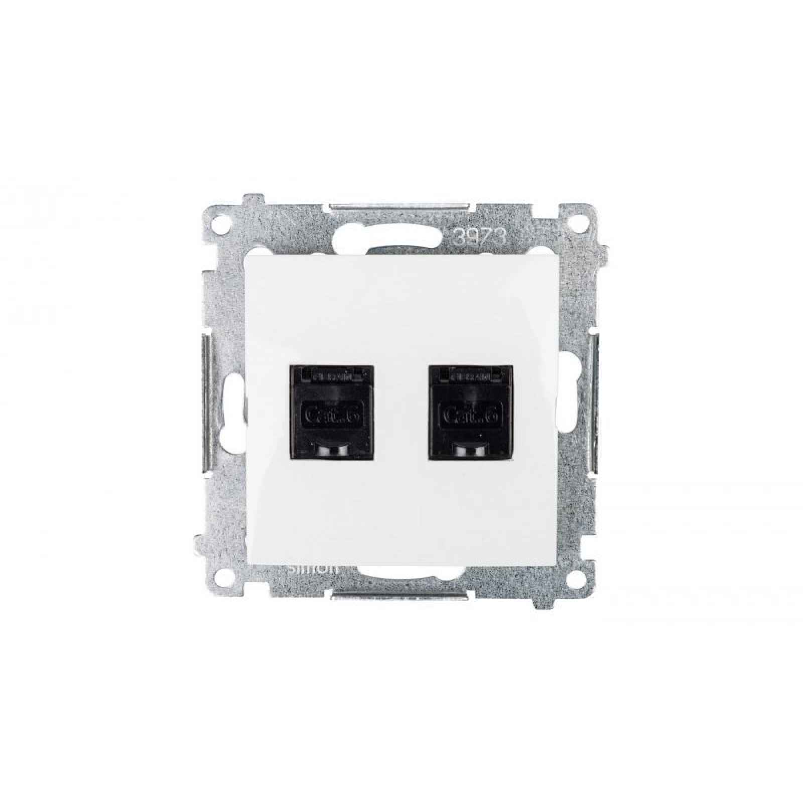 Počítačová zásuvka 2x RJ45 kategorie 6 s protiprachovým přenosem (modul)