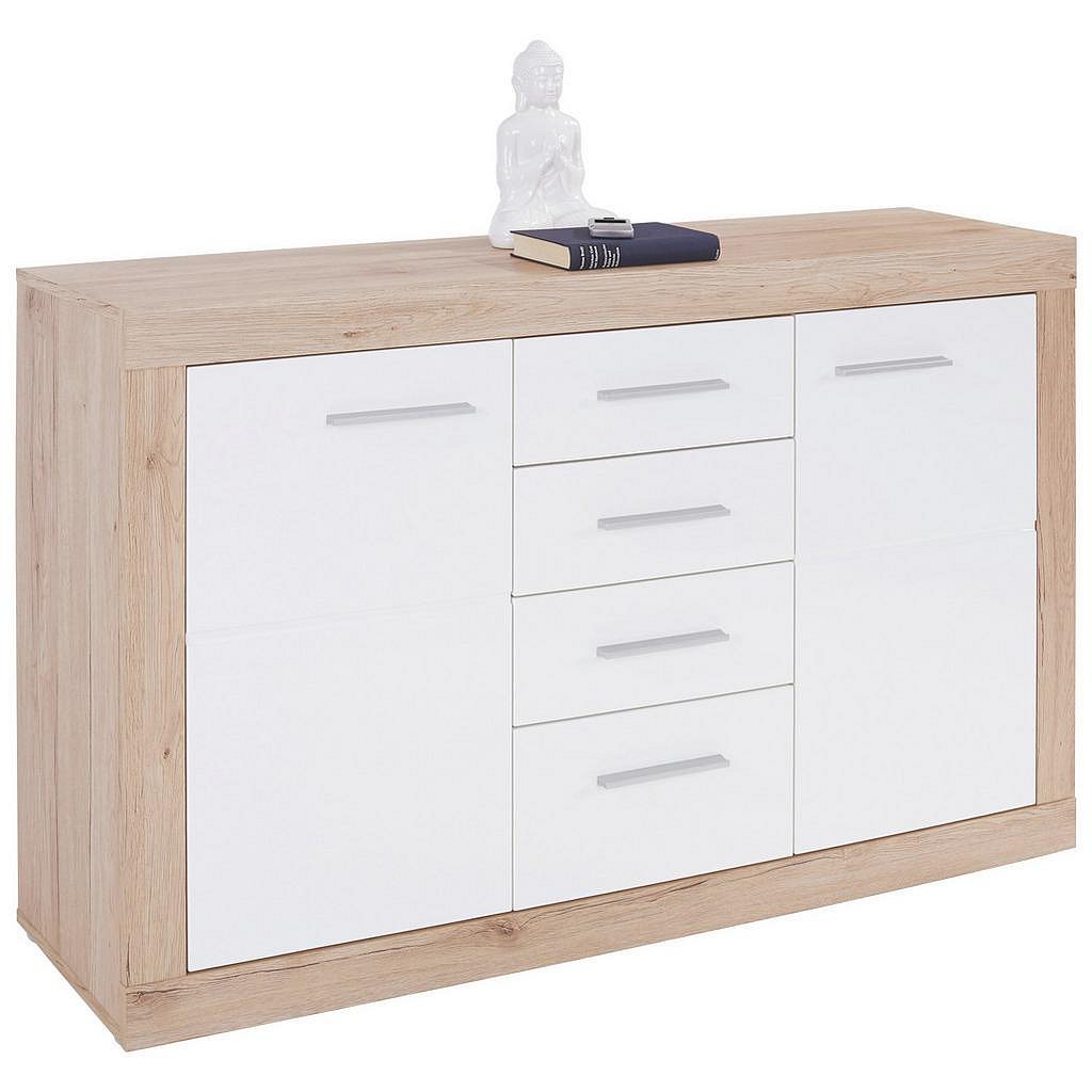 Komoda Sideboard Malta bílá, dub san remo