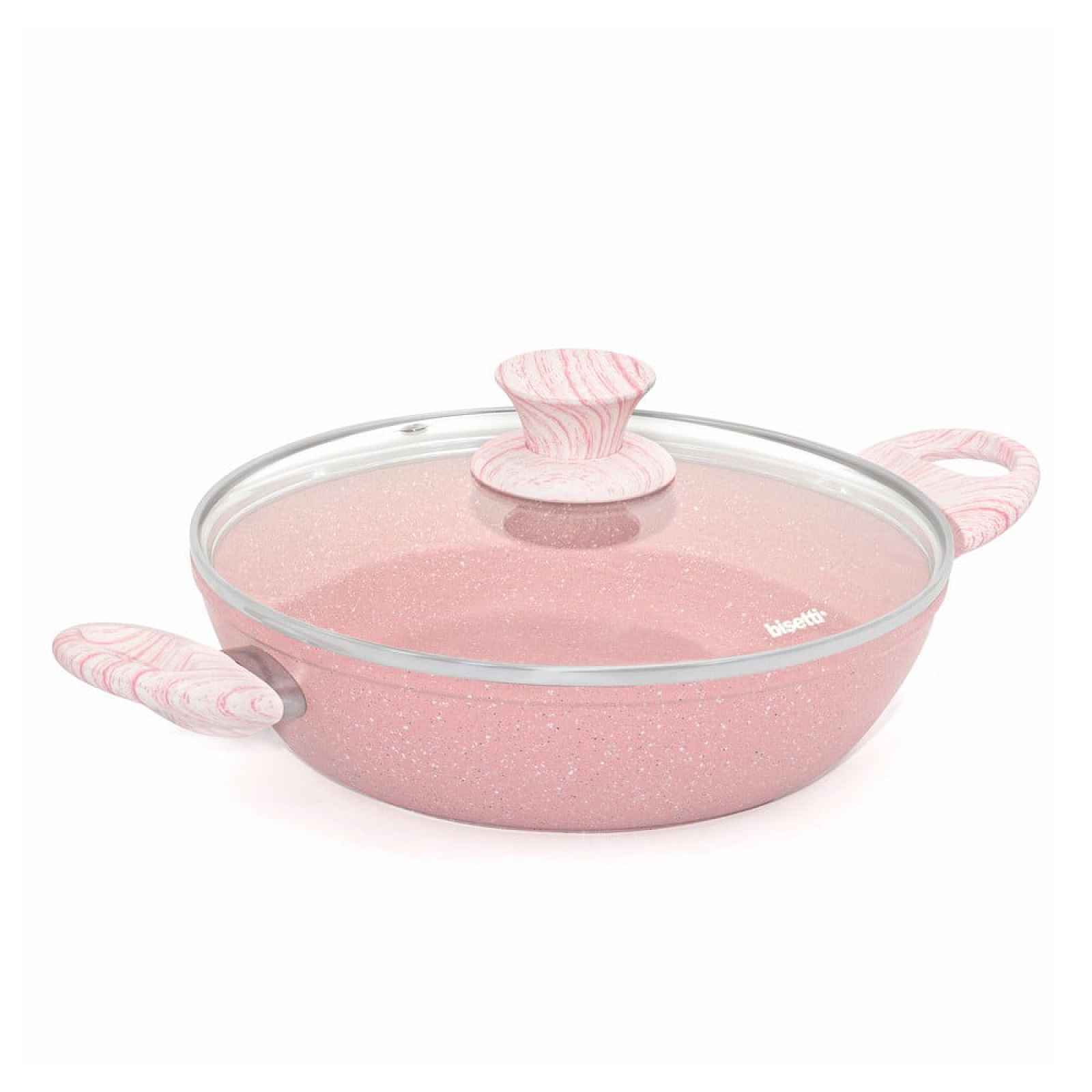 Růžový hrnec s pokličkou Bisetti Stonerose Tegame, ø 24 cm