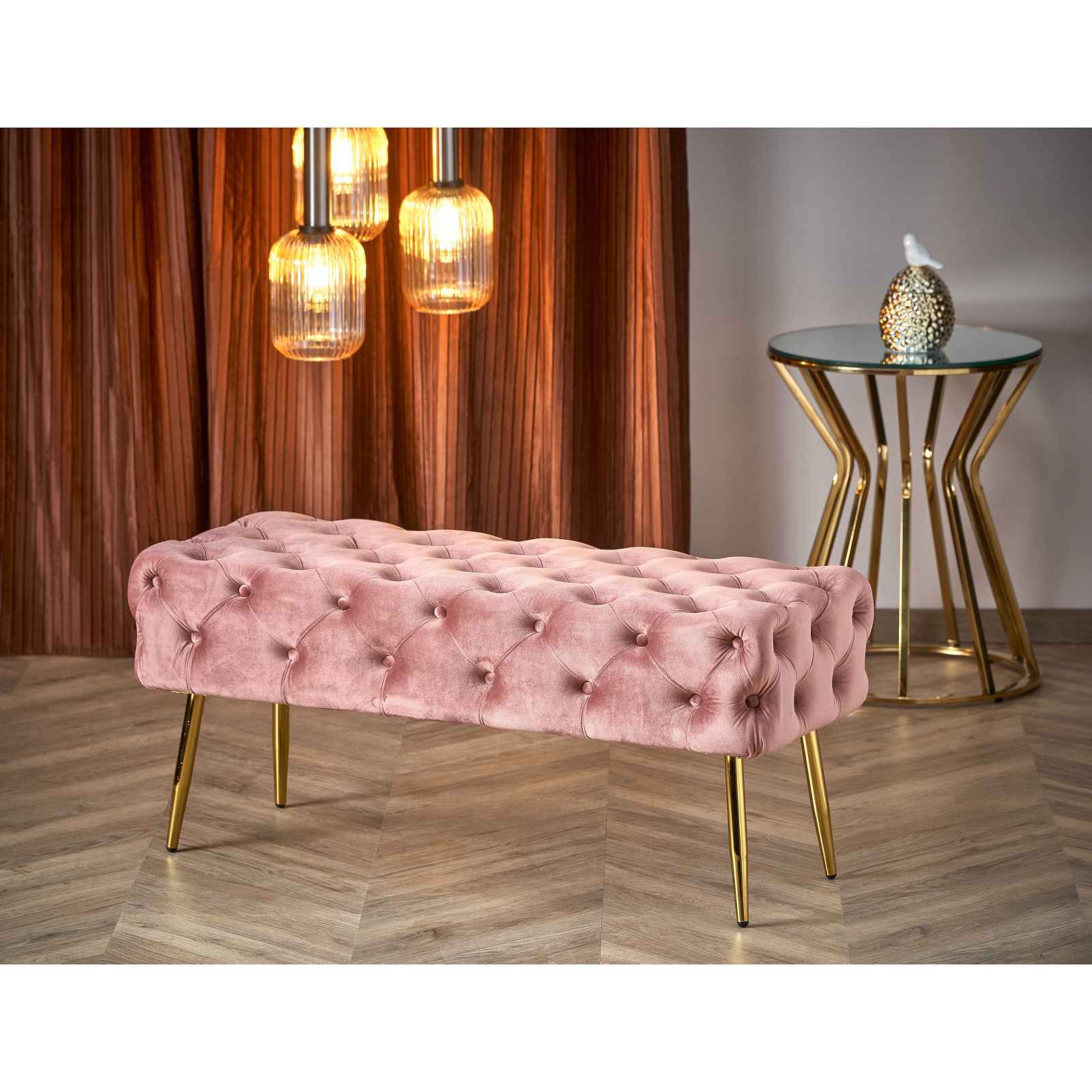 Čalounená lavice/taburet Hema46, růžová HELCEL