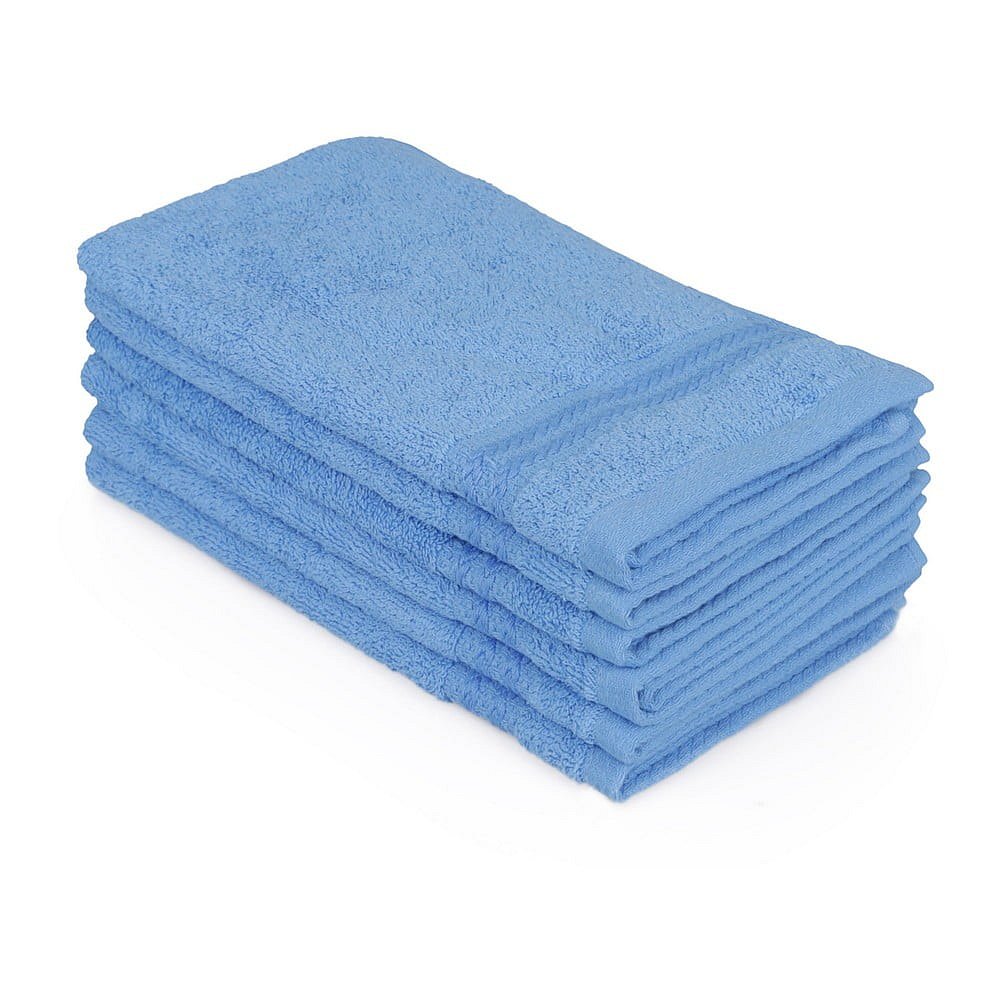 Sada 6 modrých ručníků do koupelny, 50 x 30 cm