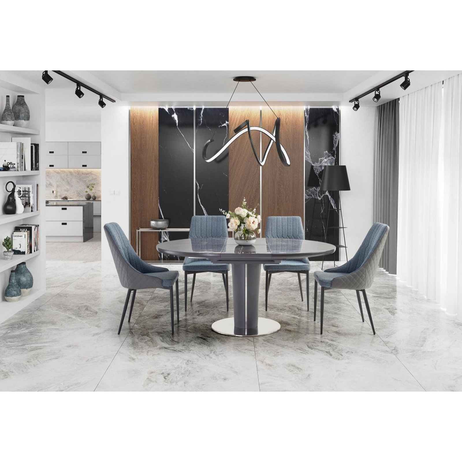 Rozkládací jídelní stůl RICARDO šedý mramor Halmar, 120 - 160 cm