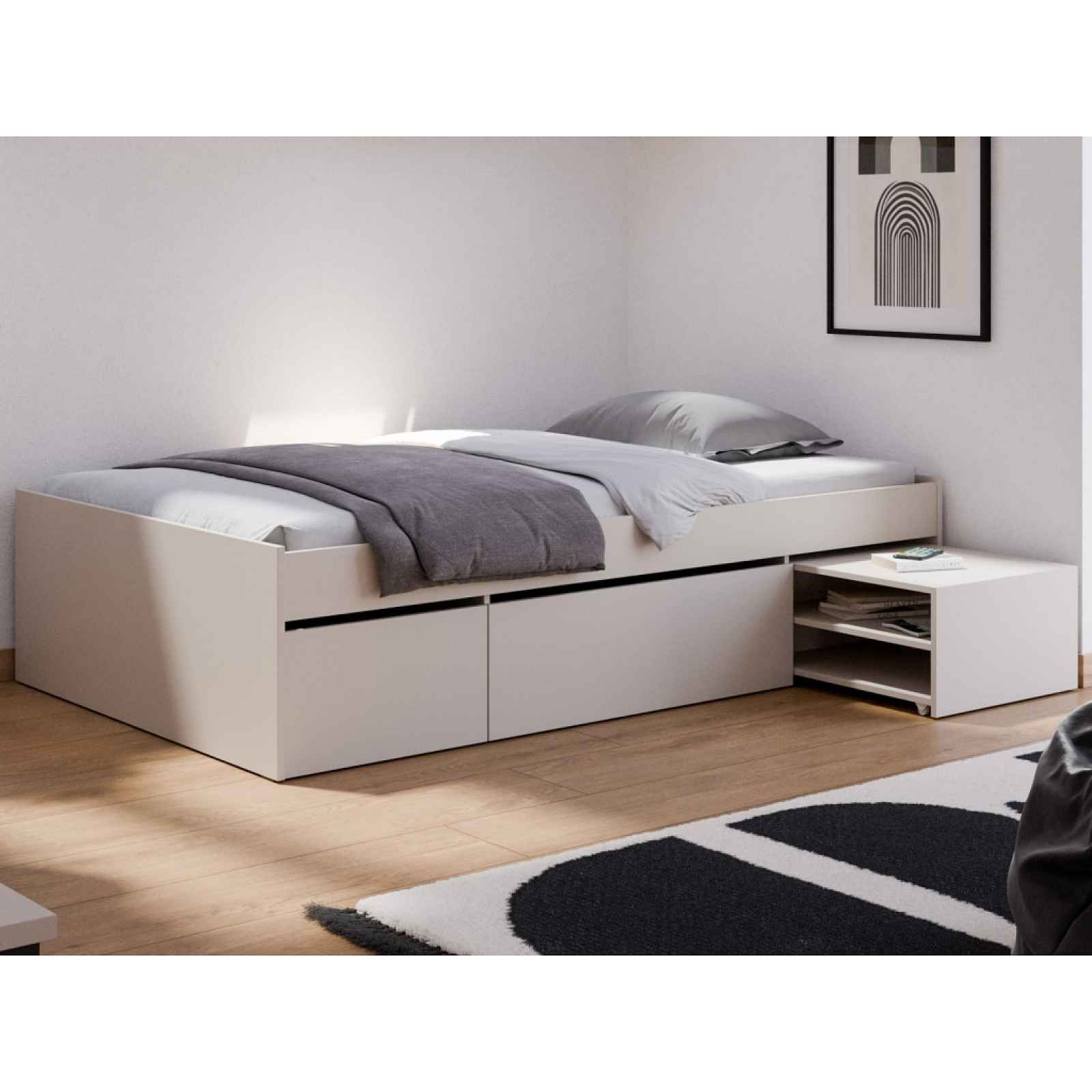 Postel s úložnými zásuvkami Assisi 120x200 cm, béžová kašmír