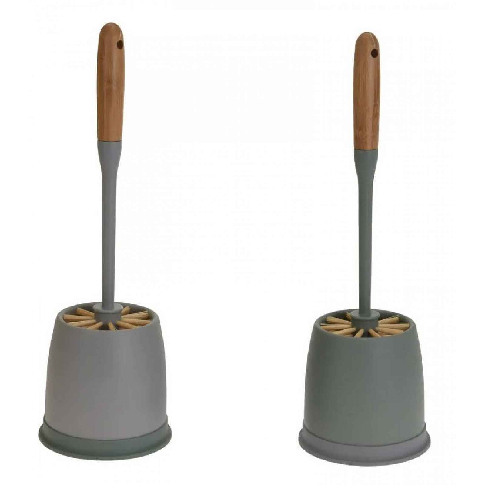 WC štětka se stojanem šedá/bambus