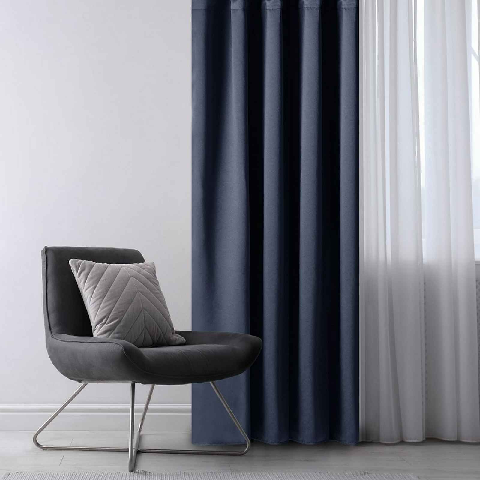 Závěs AmeliaHome Blackout Oxford Pleat indigo, 140x245 cm, 1 ks