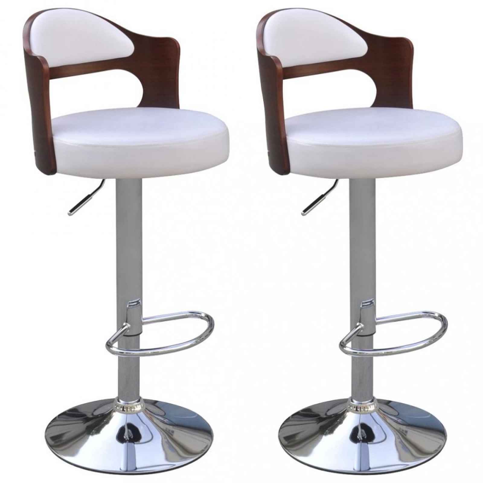 Barové židle 2 ks umělá kůže / dřevo / kov Bílá