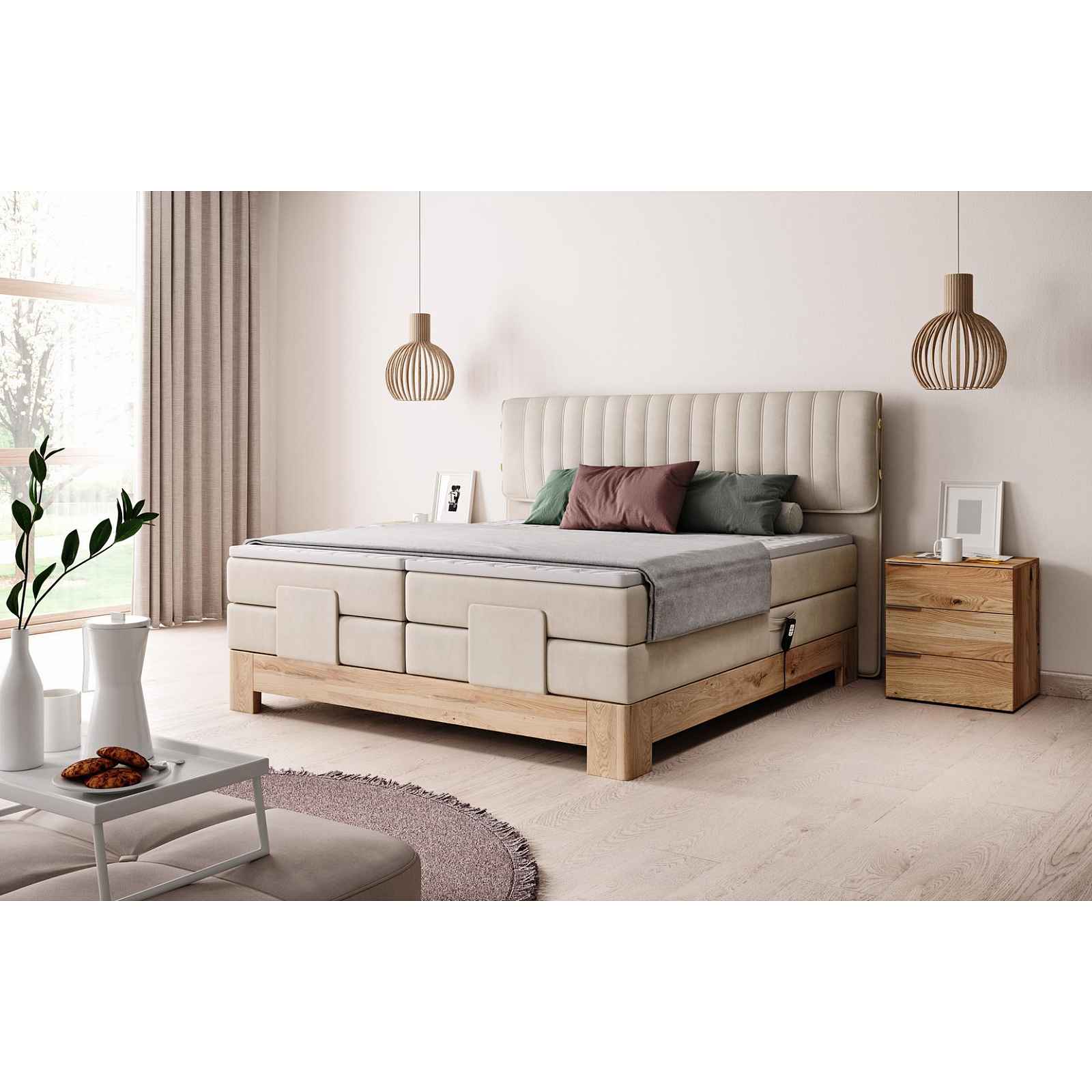 Luxusní box spring postel Elite 180x200, krémová Monolith HELCEL