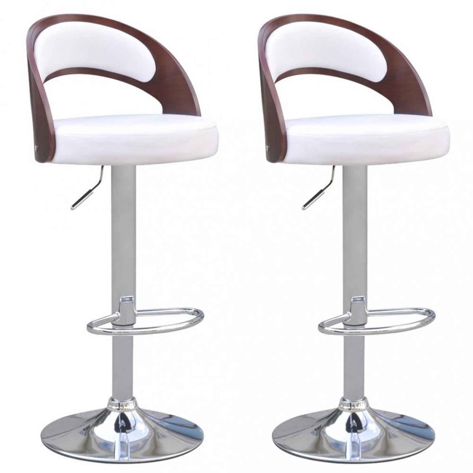 Barové židle 2 ks umělá kůže / dřevo / kov Bílá