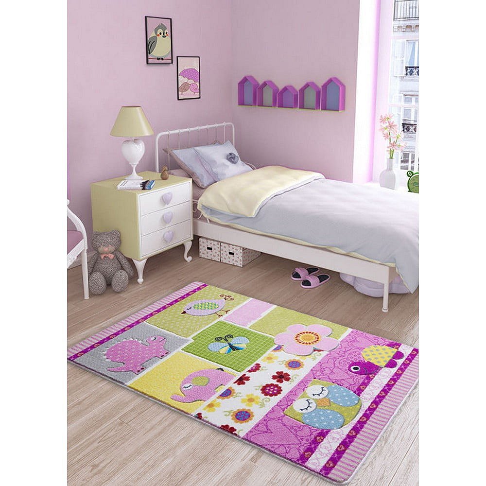 Dětský růžový koberec Confetti Patchwork, 100 x 150 cm