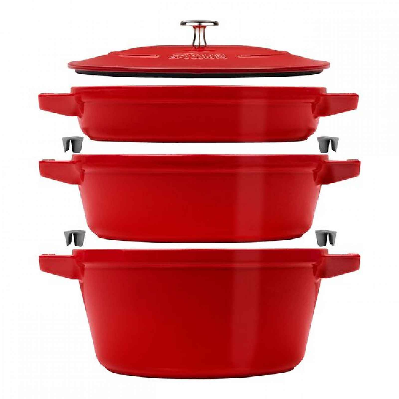Staub Sada 3v1: litinový hrnec, kastrol a pánev s poklicí, Ø 24 cm, červená 1010892