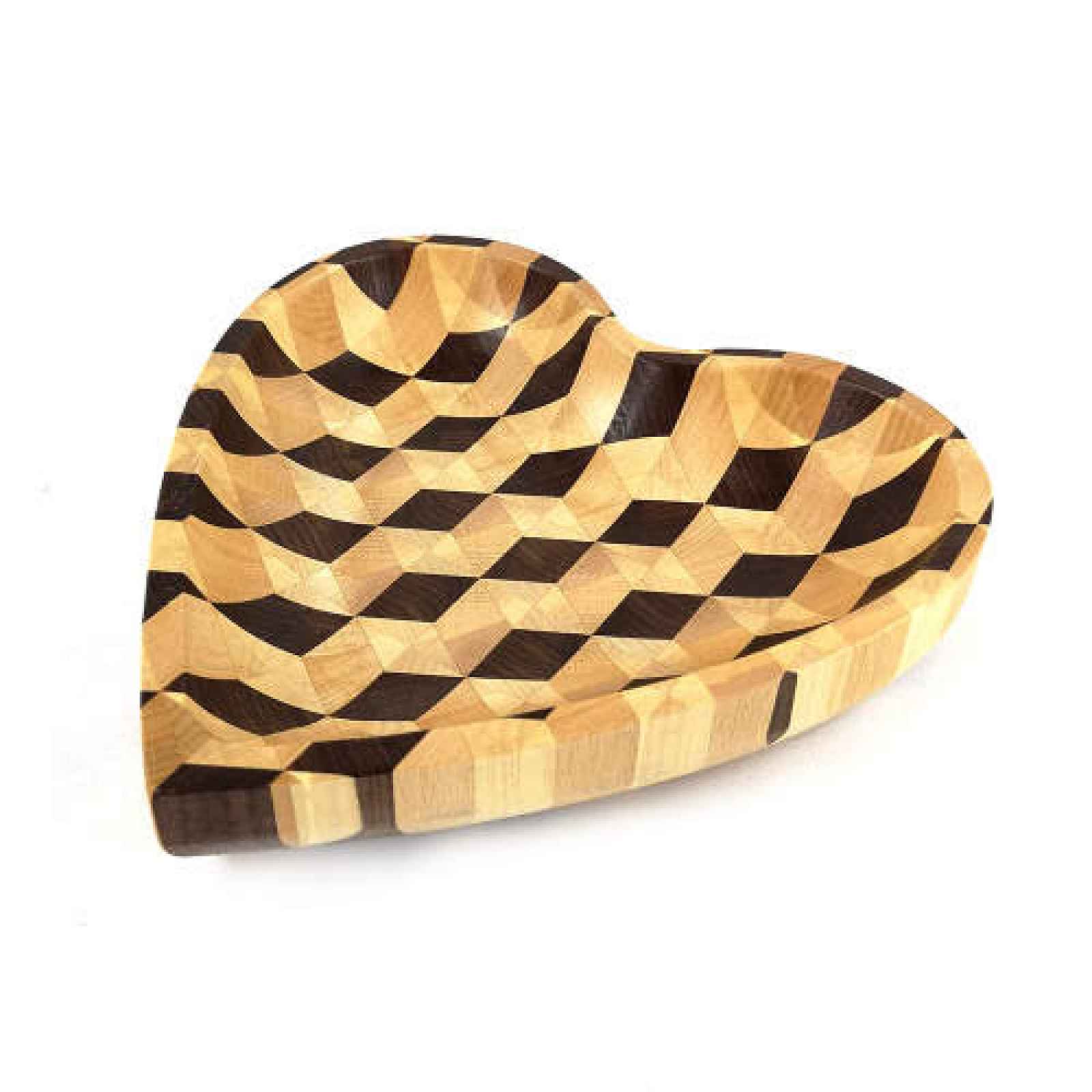 Miska tvar srdce dekor mozaika dřevo hnědá/přírodní 25cm