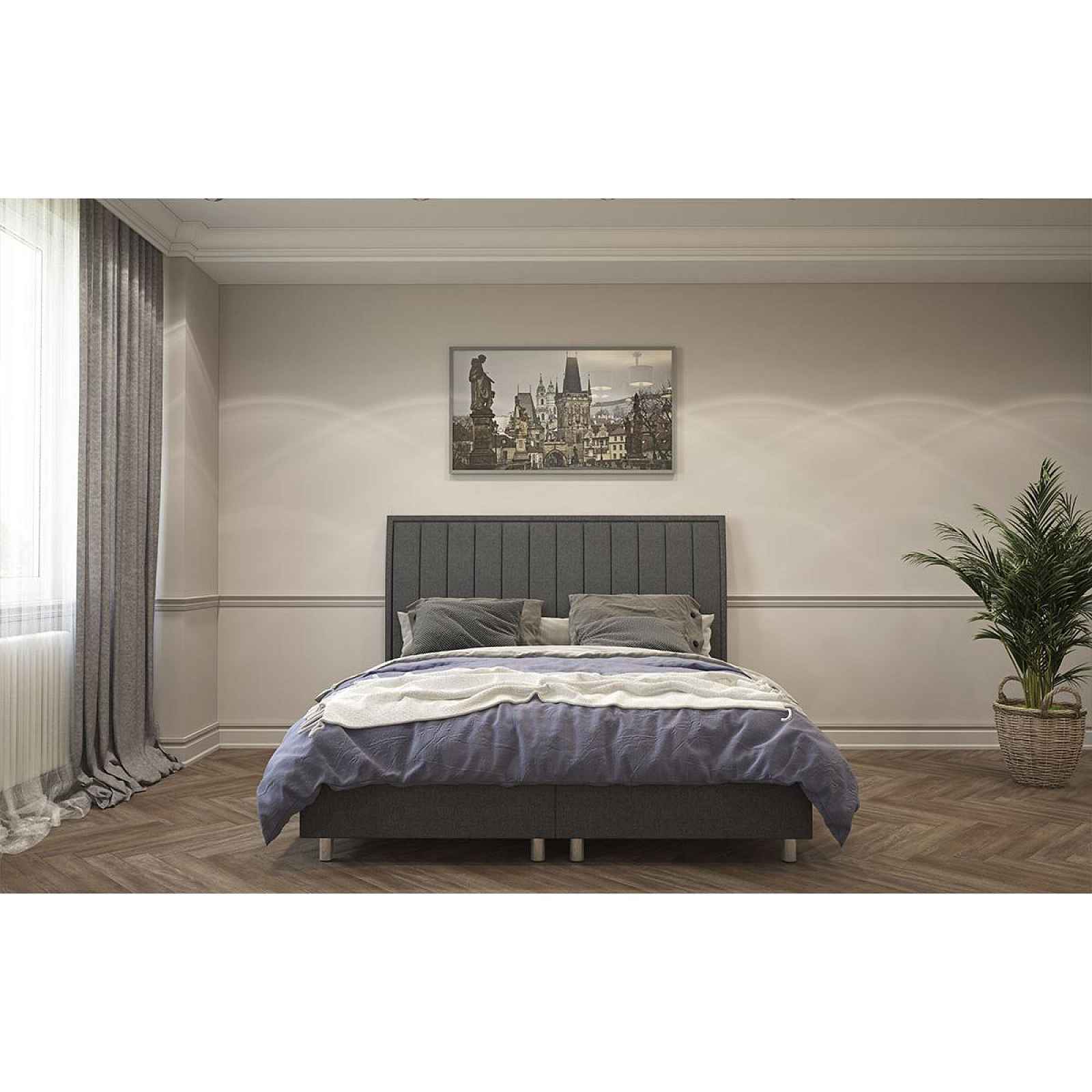 Boxspring Atlanta Lift s vysokým elegantním čelem moderního vzhledu