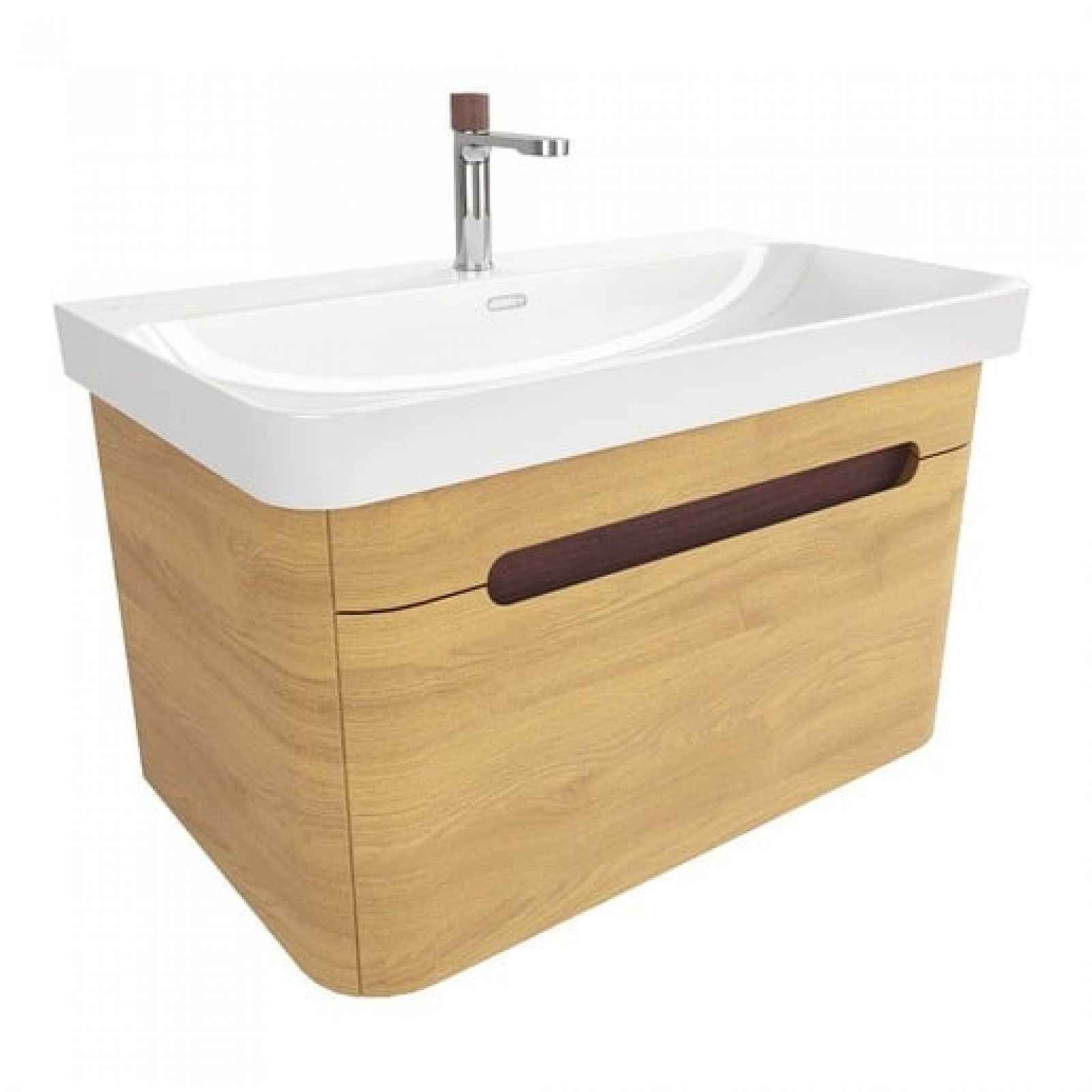 Koupelnová skříňka s umyvadlem SAT Fusion 77,5x43x45 cm dub medový mat SATFUSION80DMUBA