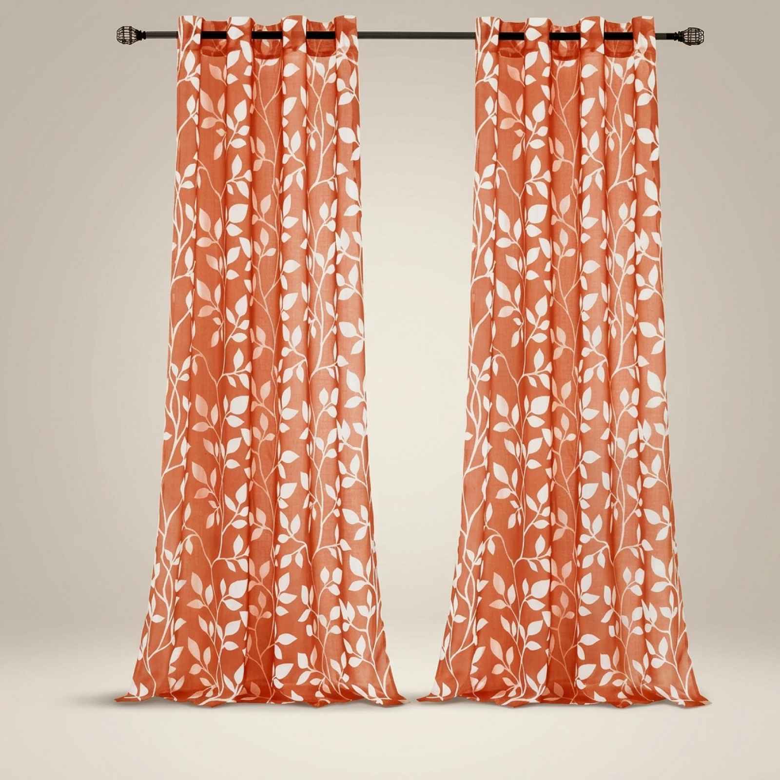 Záclony na průchodkách Sada 2 kusů 140 x 245 cm Oranžové v listech