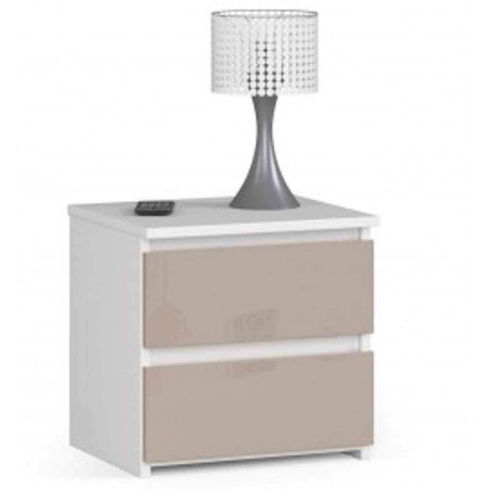 Noční stolek CL2 - bílá/cappuccino lesk