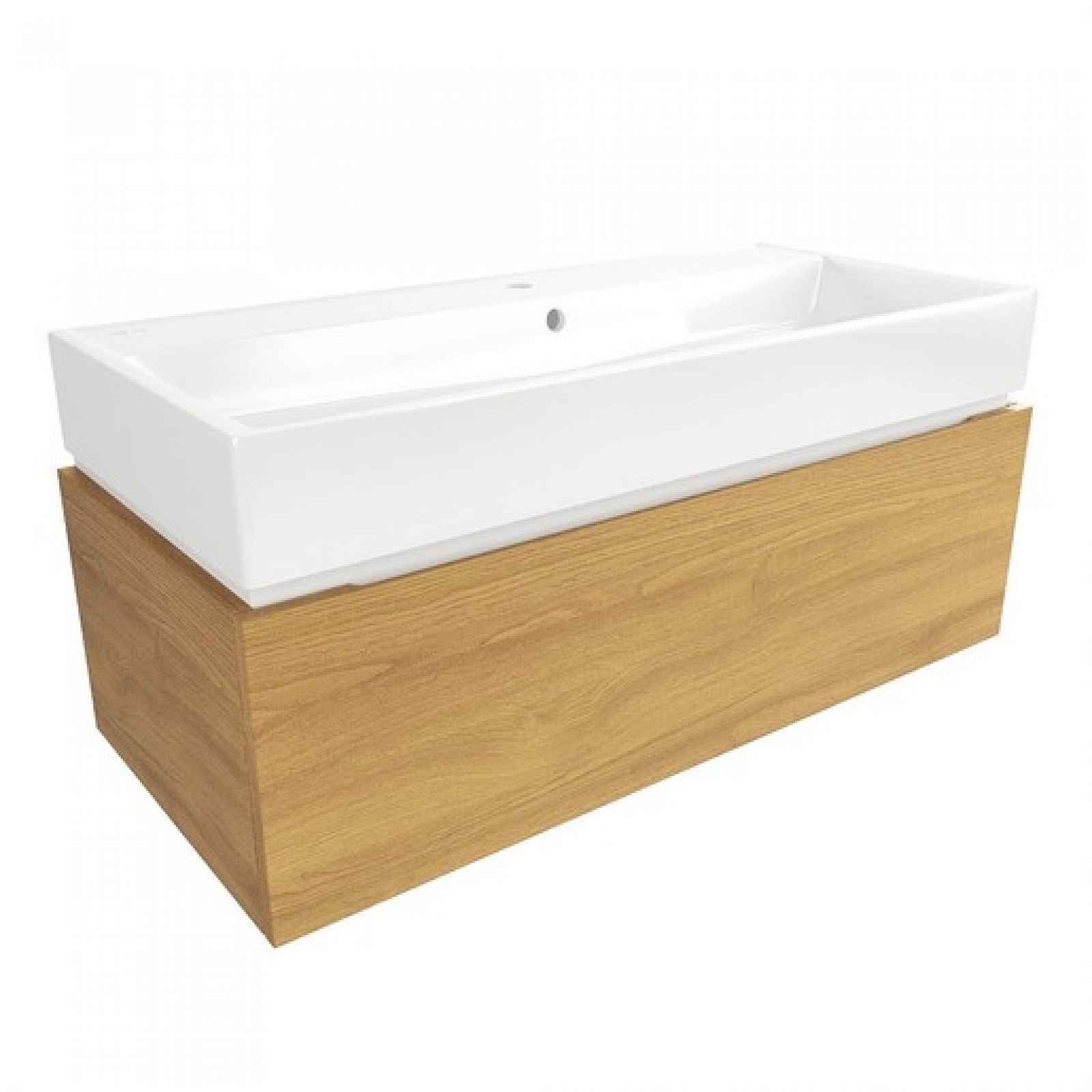 Koupelnová skříňka s umyvadlem SAT Feel 100x30x46 cm medový dub mat SATFEEL100DMU2