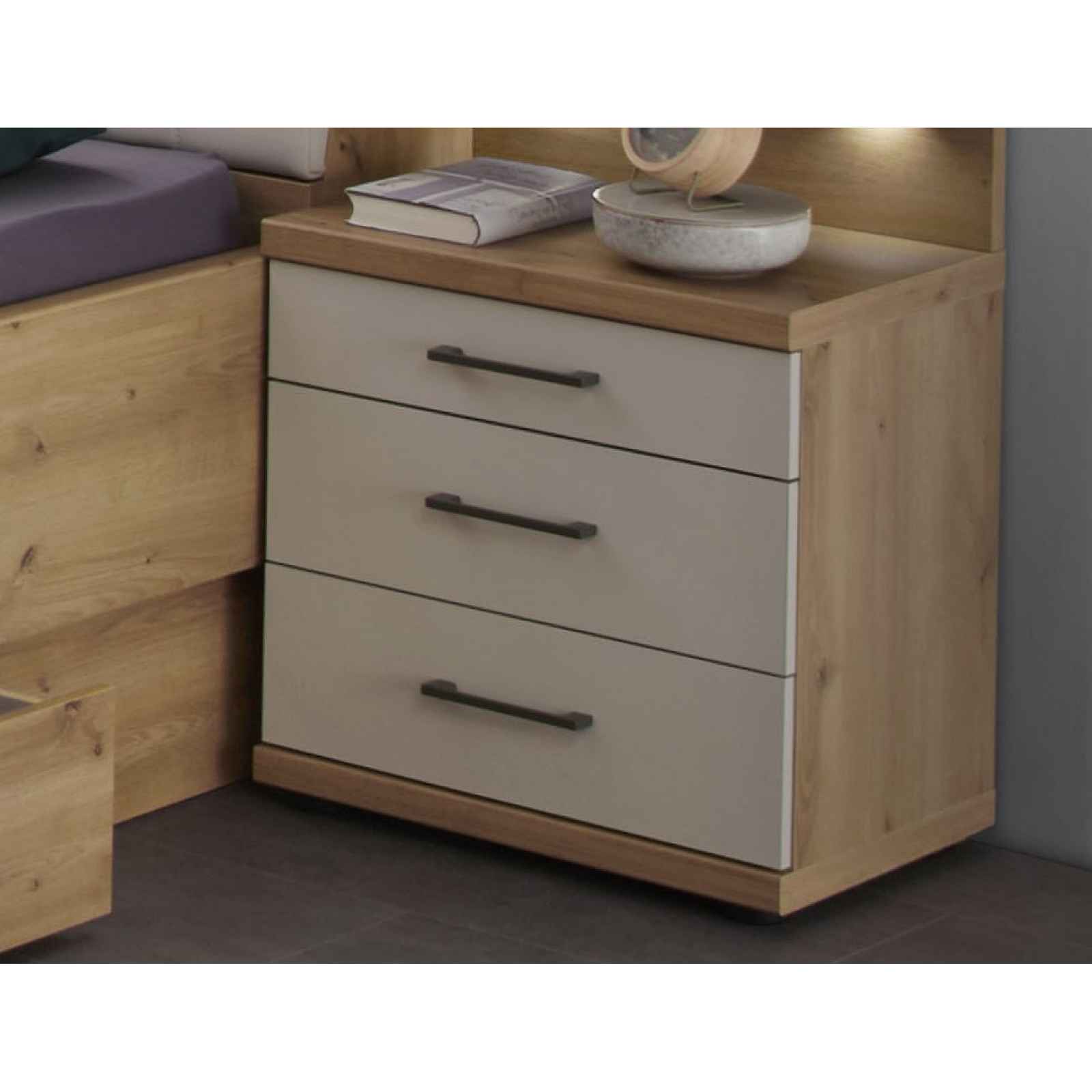 Set nočních stolků (2 ks) Kanada, dub bianco/šedé