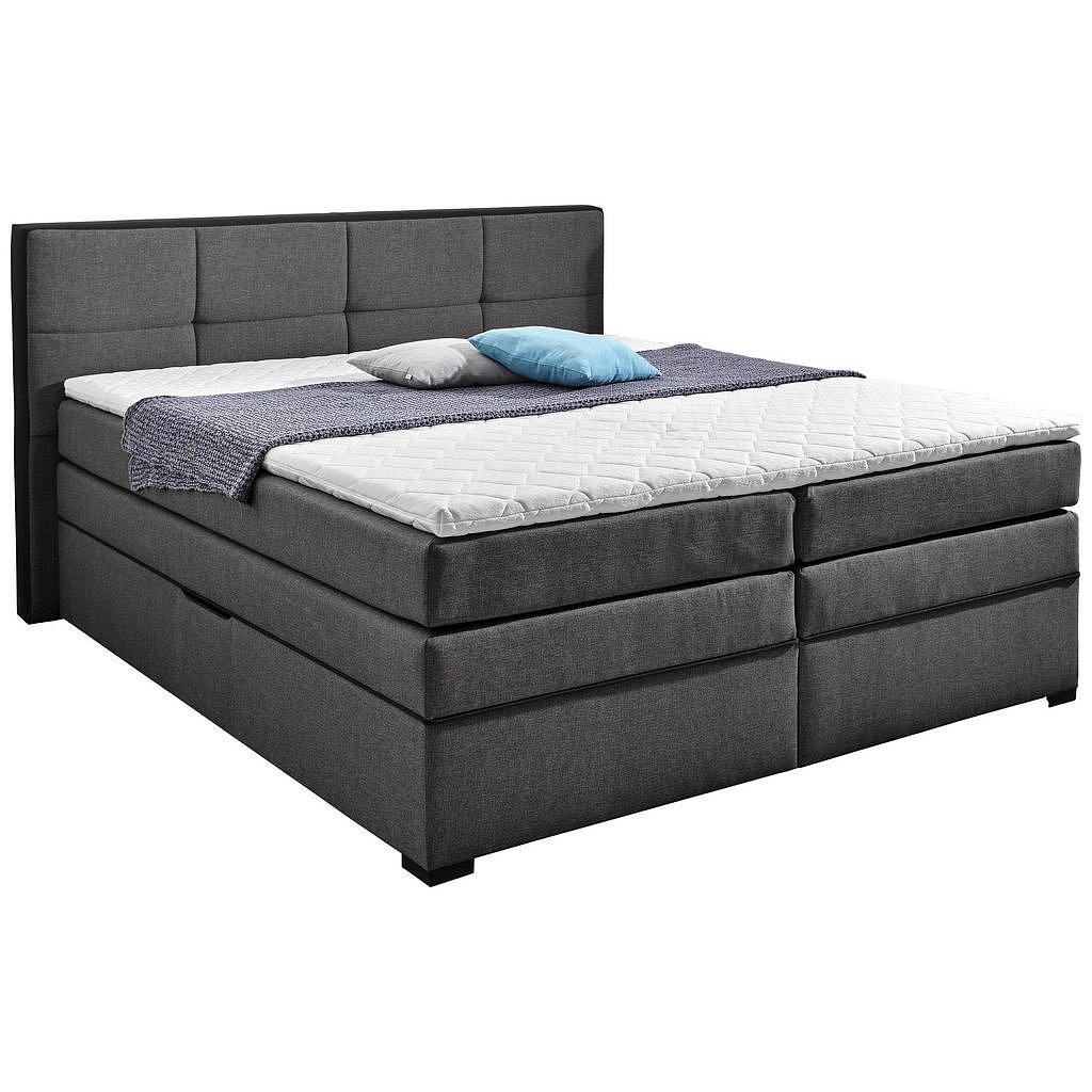 Esposa Postel Boxspring, 180/200 Cm, Textil, Šedá, Černá - Postele boxspring - 000725001102