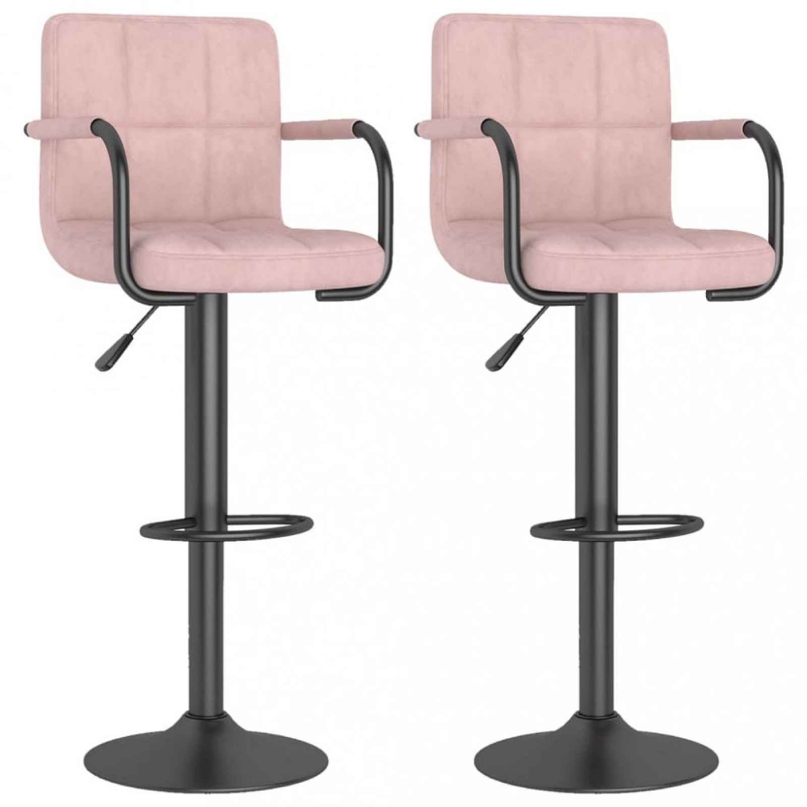 Barová židle 2 ks samet / kov Růžová