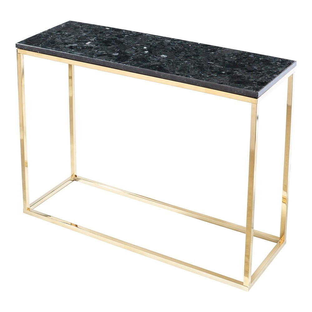 Žulový konzolový stolek s podnožím ve zlaté barvě, délka 100 cm