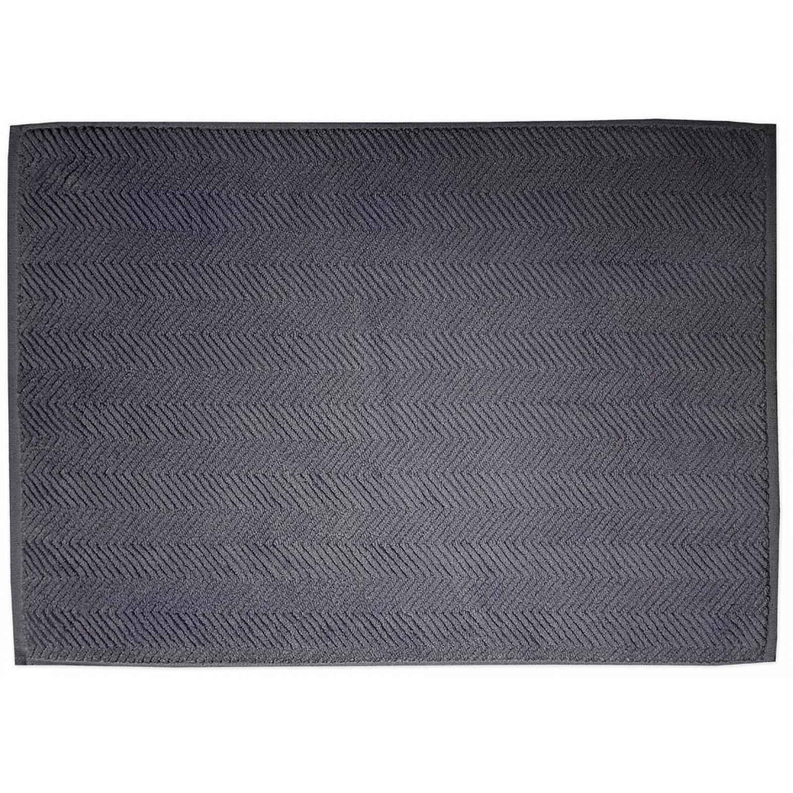 Koupelnová předložka Ocean, BIO bavlna, antracitová, vlnkovaný vzor, 50x70 cm