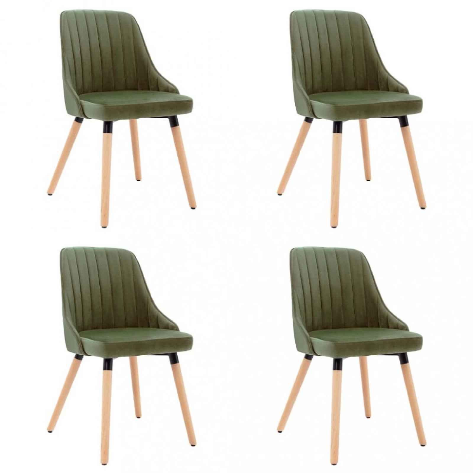 Jídelní židle 4 ks látka / buk Světle zelená - výška: 88 cm