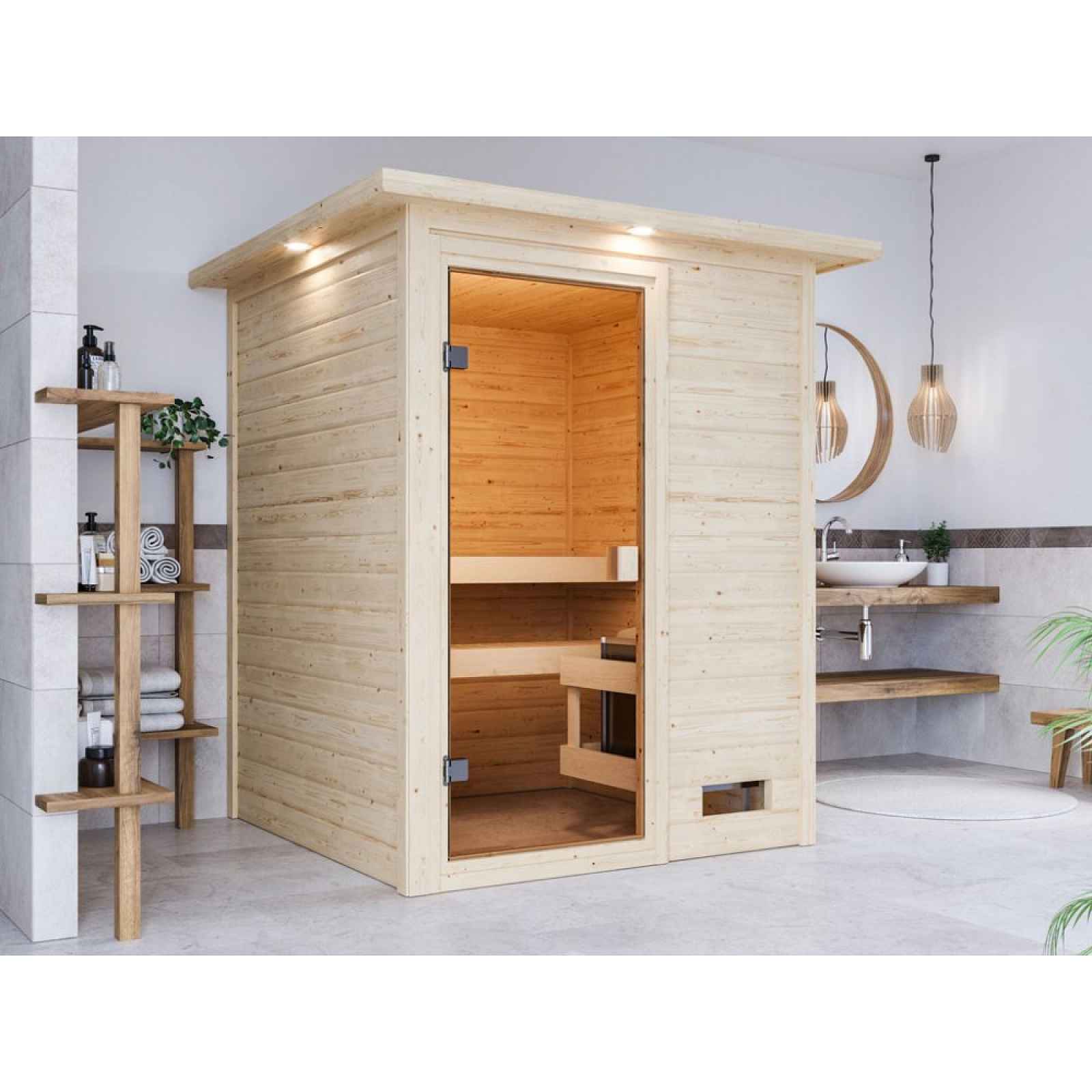 Interiérová finská sauna 145 x 145 cm