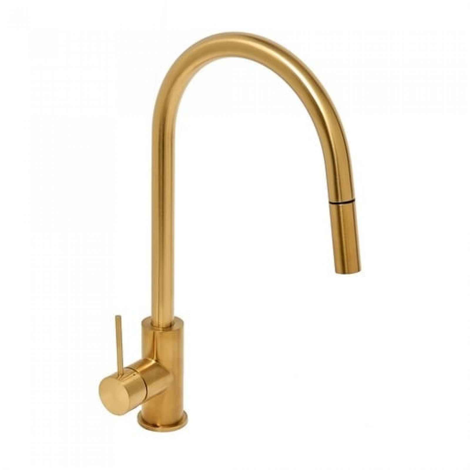 Dřezová baterie SAT Aurum s vytahovací sprškou, 2 proudy broušená zlatá SATBAUR286BG