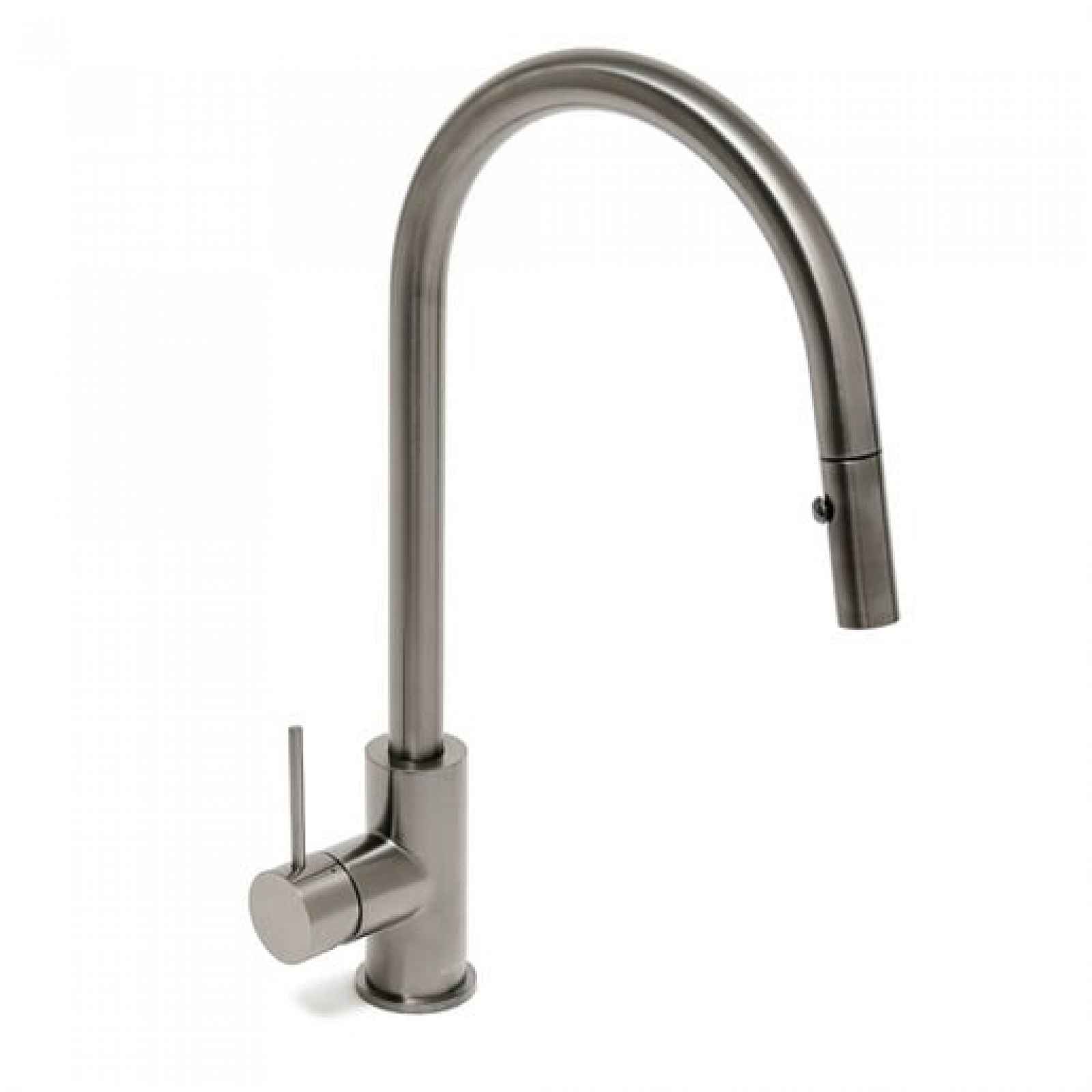 Dřezová baterie SAT Aurum s vytahovací sprškou, 2 proudy broušený gun metal SATBAUR286BGM