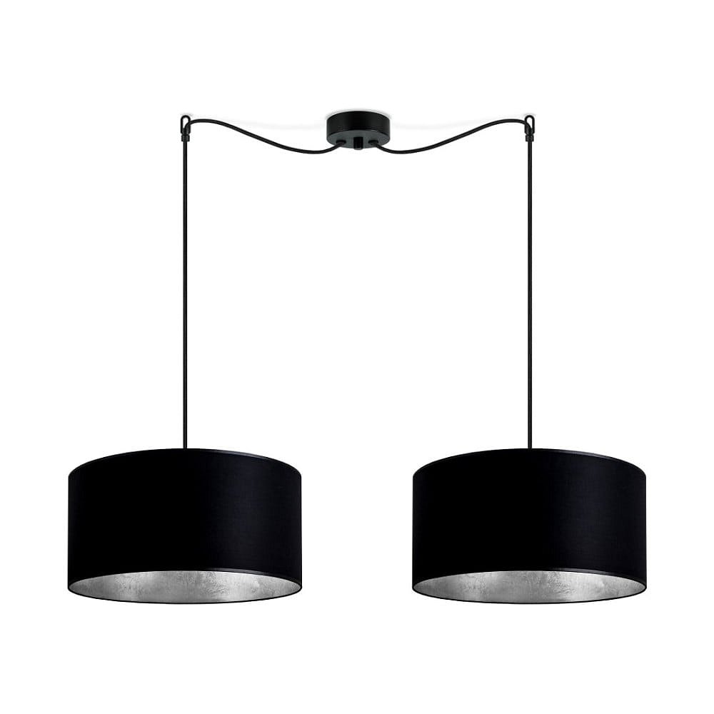 Černé dvojité stropní svítidlo s vnitřkem ve stříbrné barvě Sotto Luce Mika