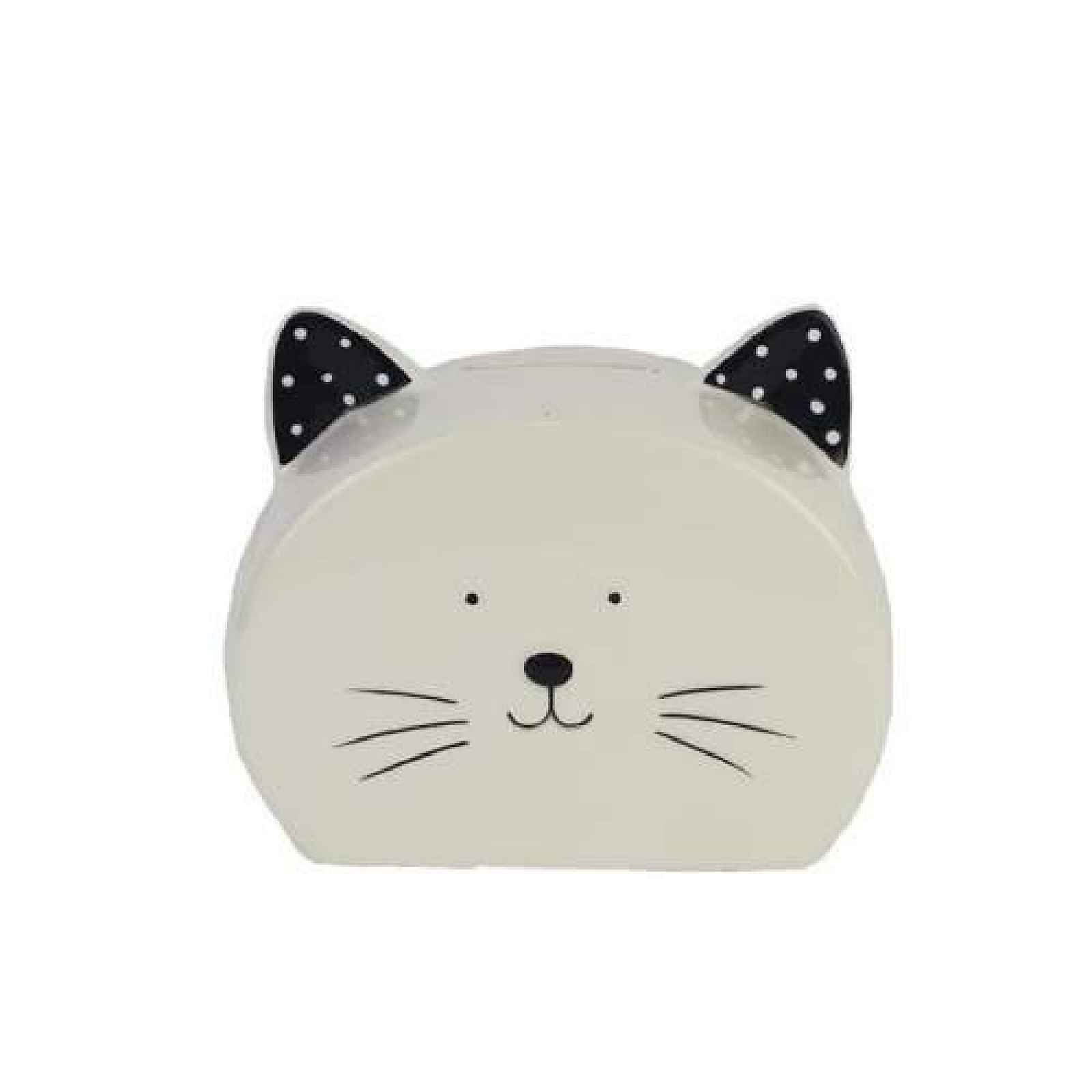 Kasička kočka hlava porcelán bílá 12,5cm
