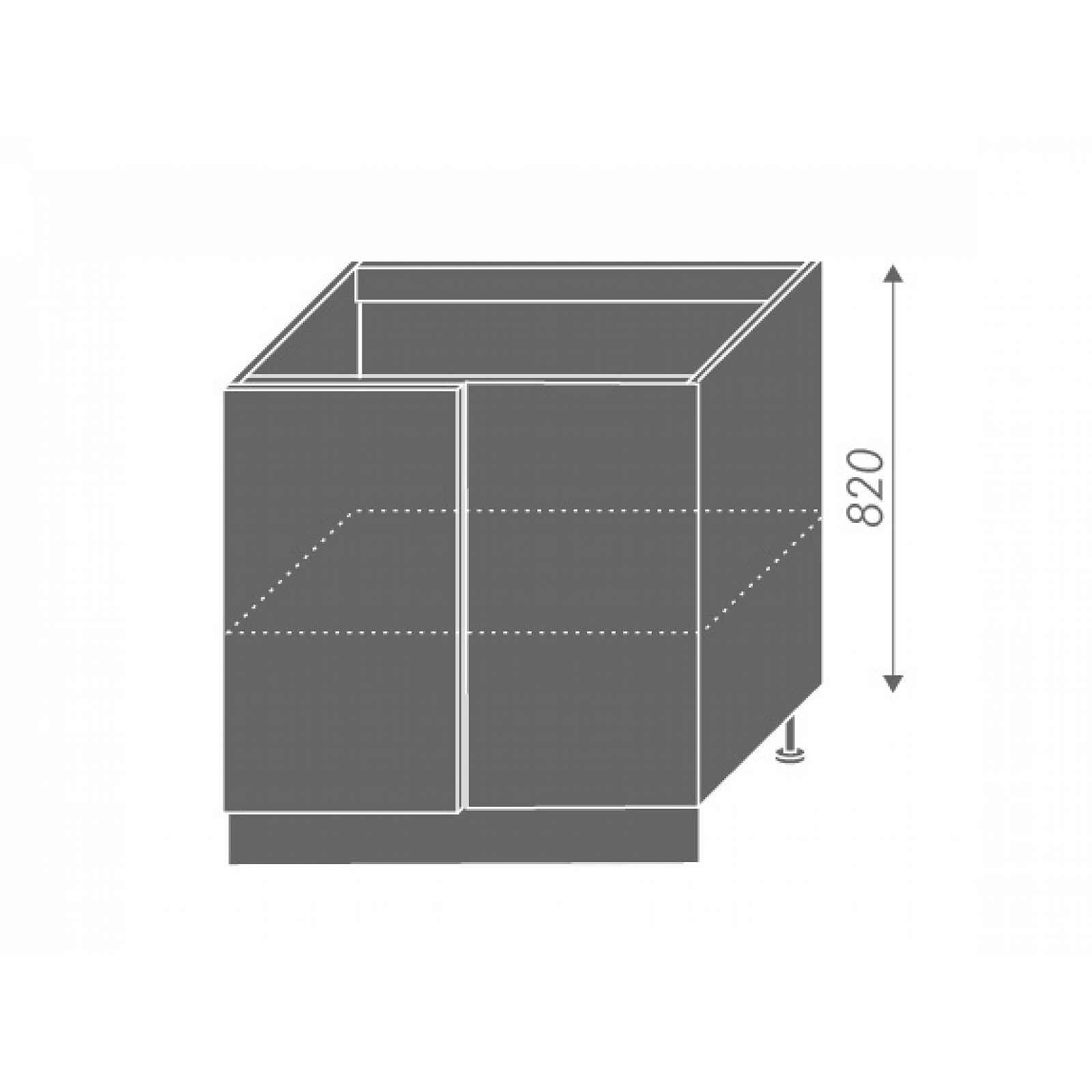 QUANTUM, skříňka dolní rohová D13 U, vanilla mat/lava