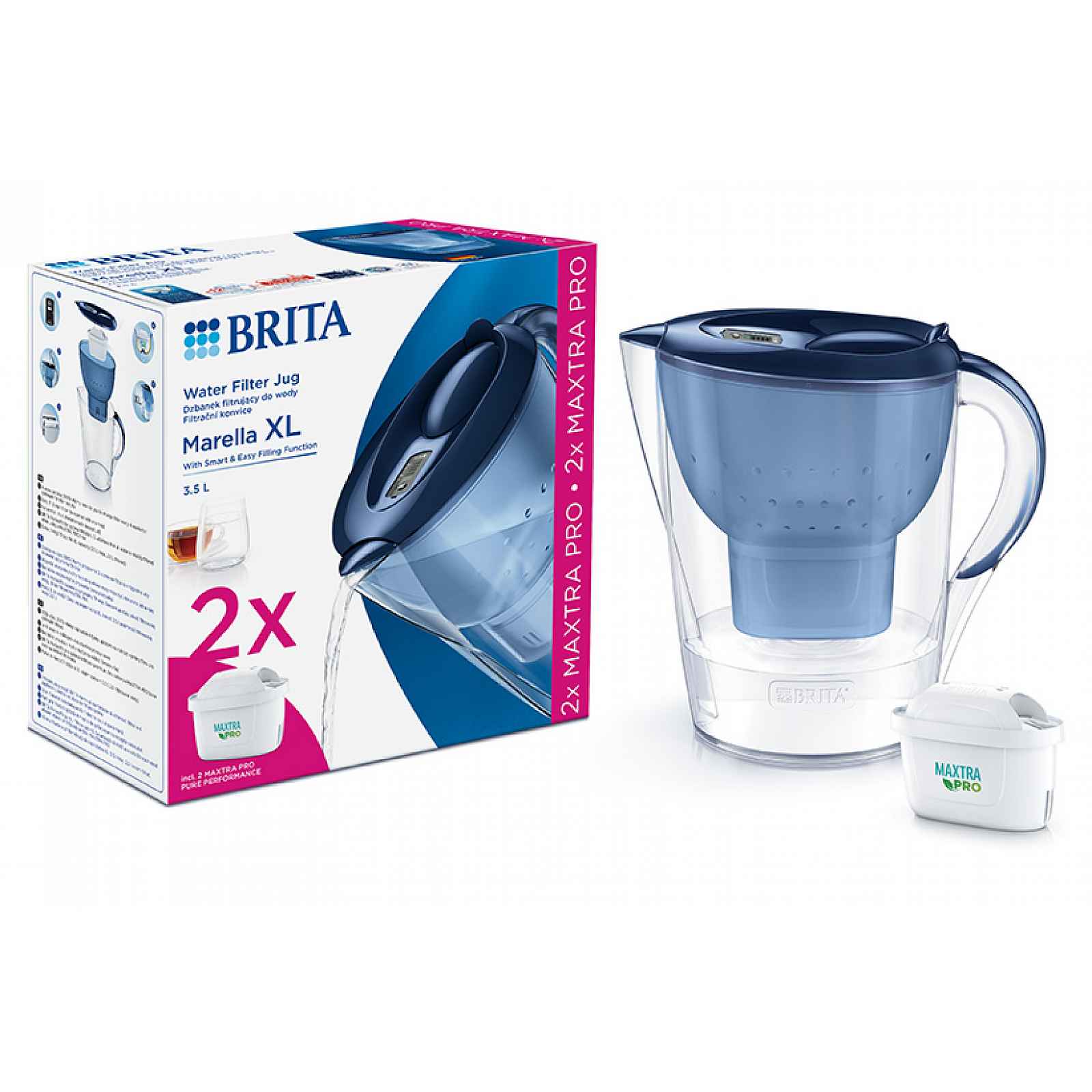 Brita Sada filtrační konvice Marella XL, 3,5 l, modrá + 2 filtry Maxtra Pro Pure Peformance 1052786