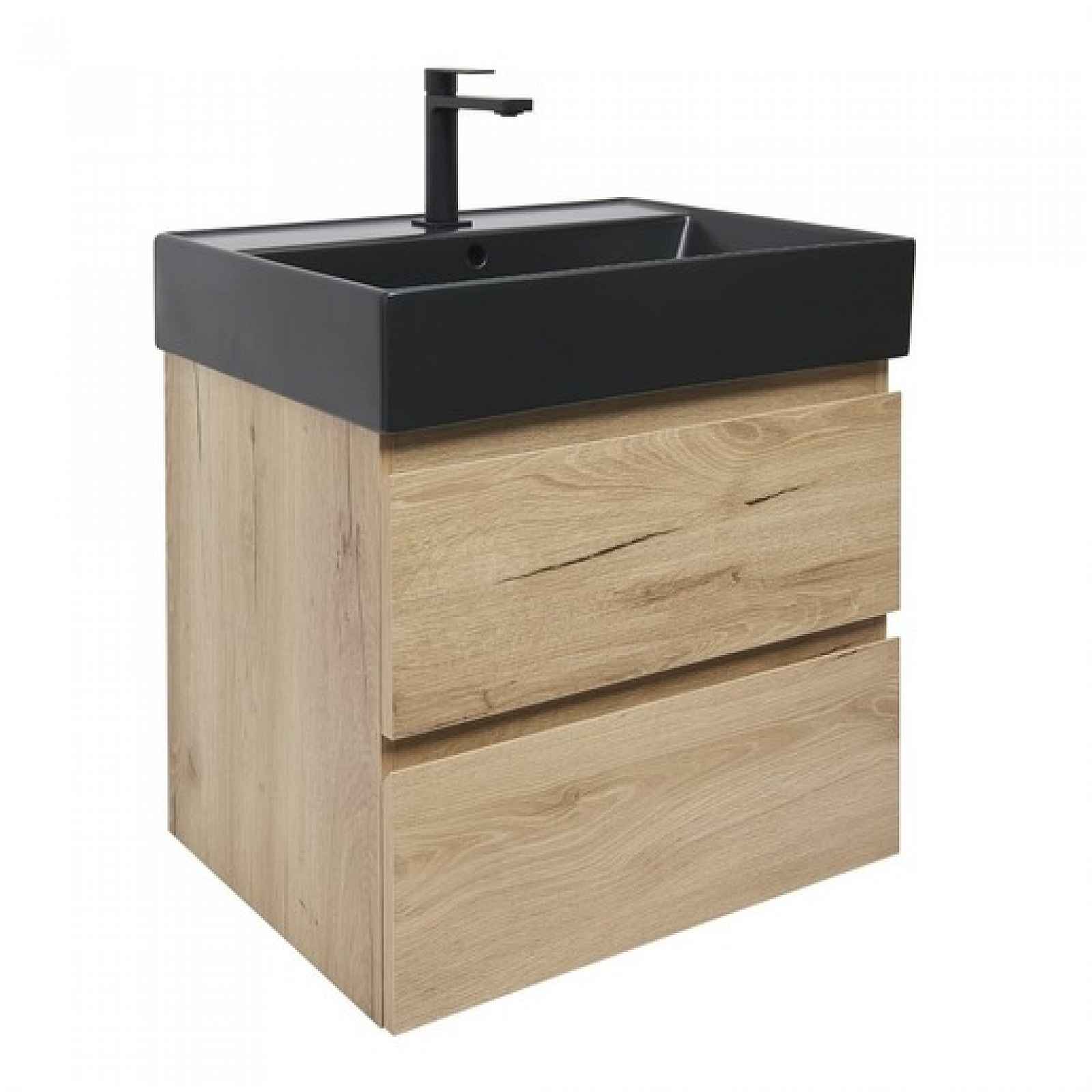 Koupelnová skříňka 2 zásuvková s umyvadlem SAT B-Way 59x50x45 cm dub mat BWAY260OAKU2B2B