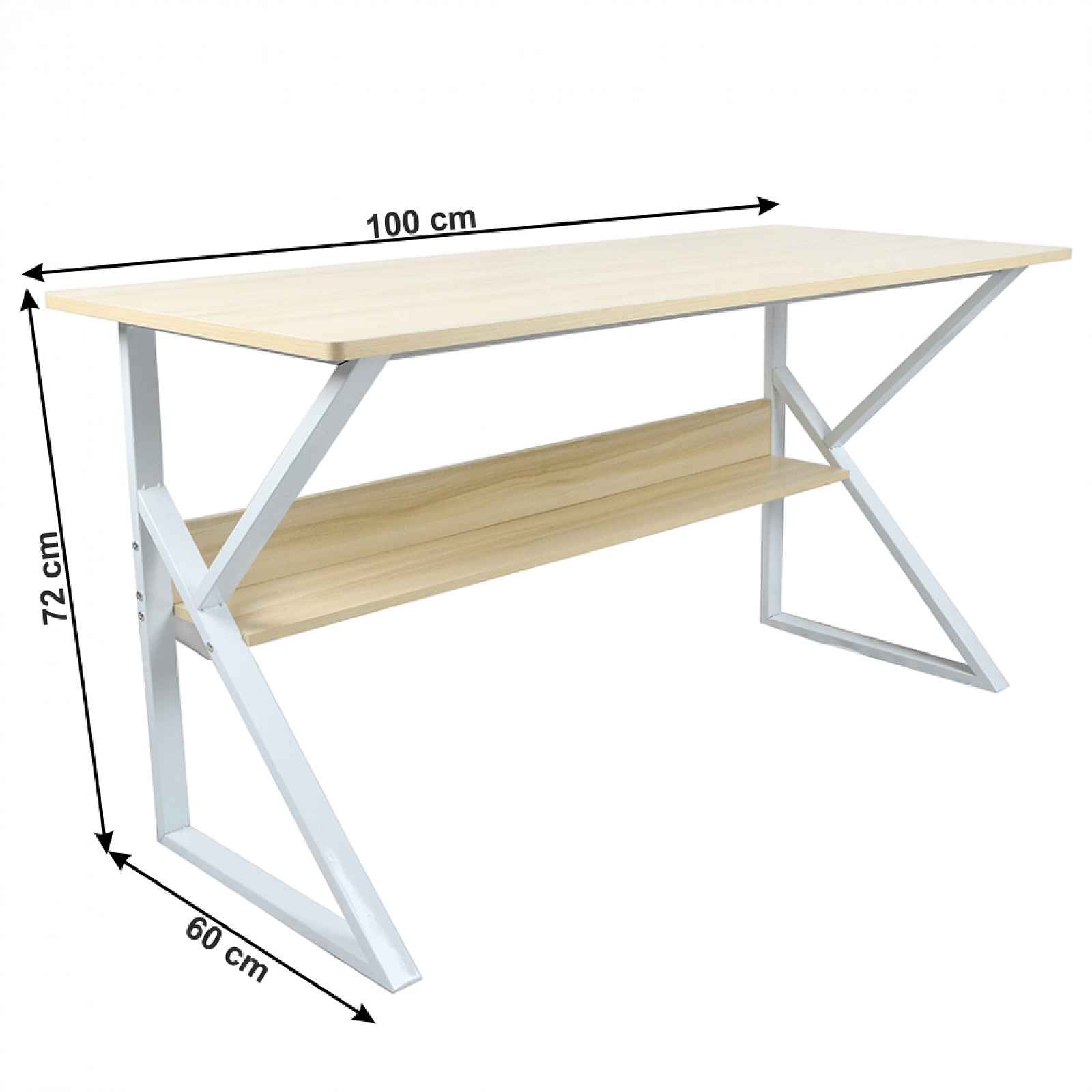 Pracovní stůl s policí TARCAL dub / bílá Tempo Kondela 100x60 cm