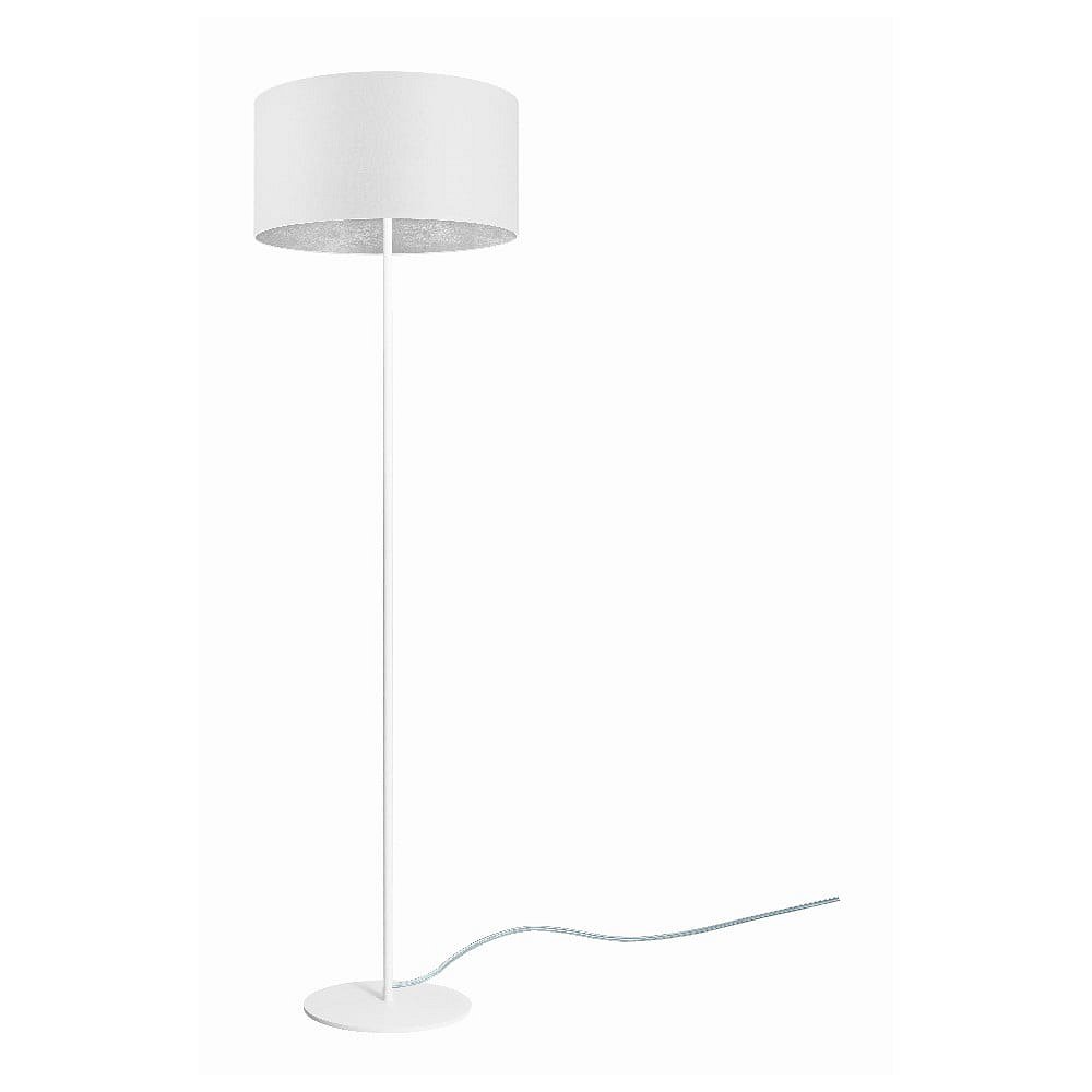Bílá stojací lampa s detailem ve stříbrné barvě Sotto Luce Mika, ⌀ 40 cm