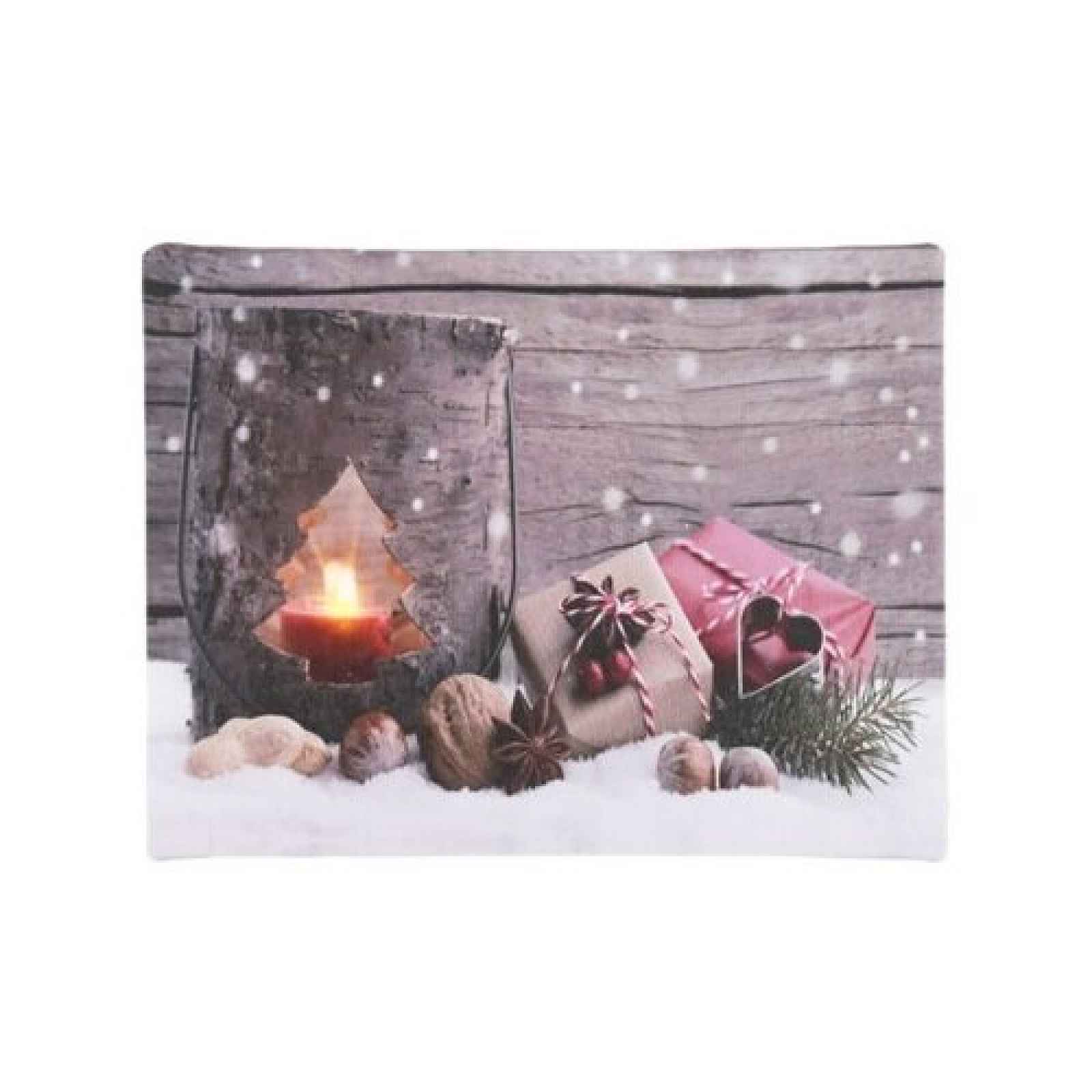 Vánoční obraz s LED osvětlením Winter, 20 x 15 cm