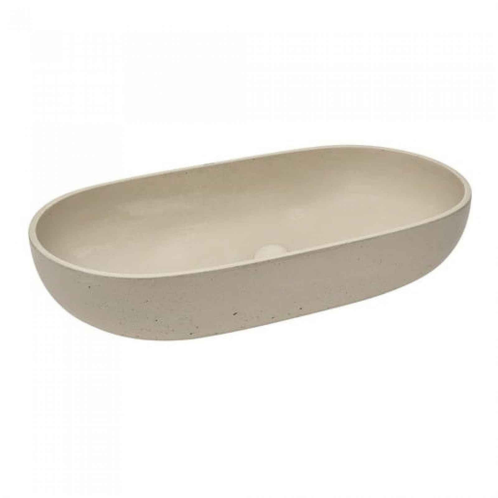 Umyvadlo na desku SAT Cemento 65x35 cm písková mat bez otvoru pro baterii, bez přepadu CEM6535P